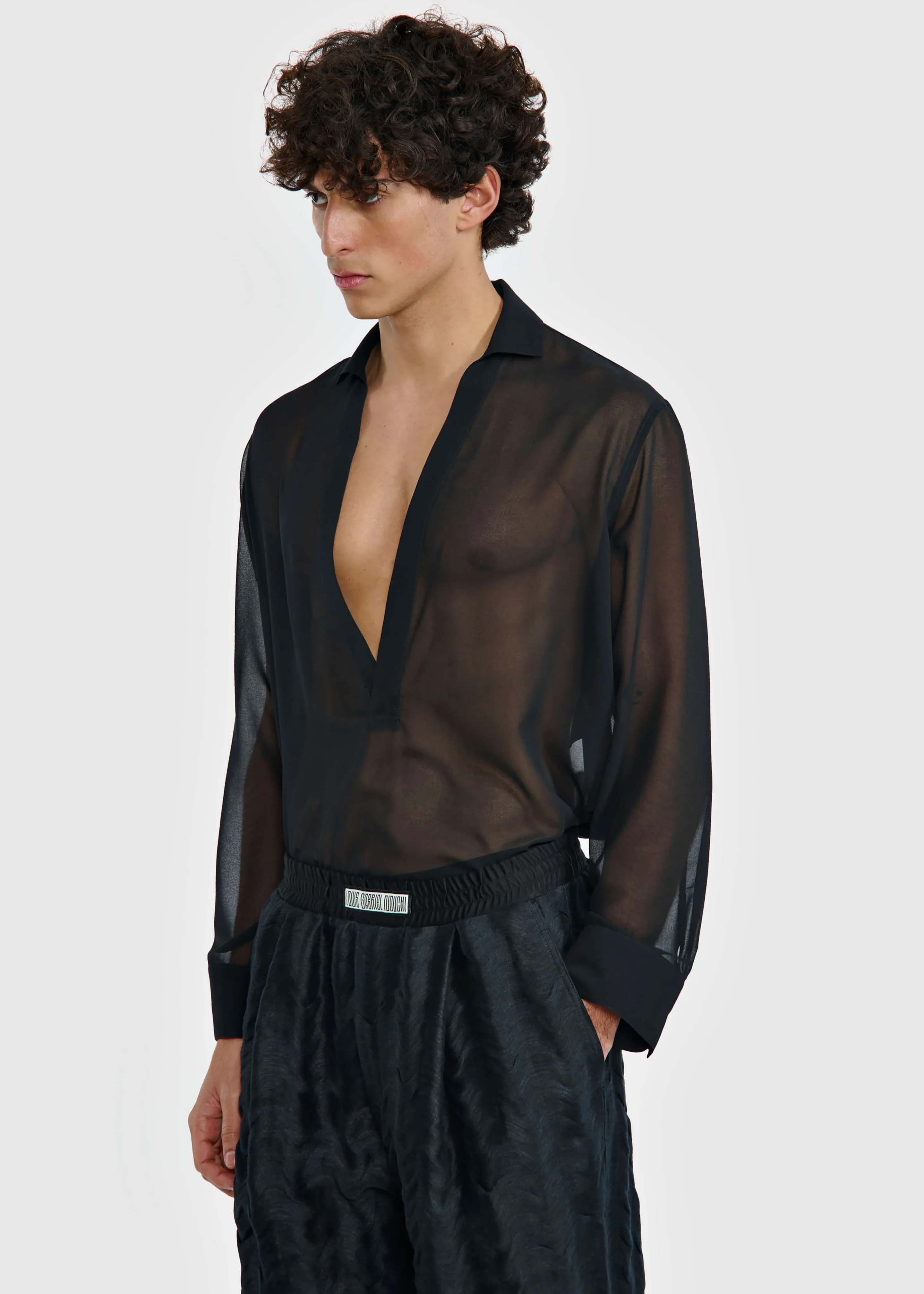 Louis Gabriel Nouchi Transparent Vareuse Shirt - Black - Image 6
