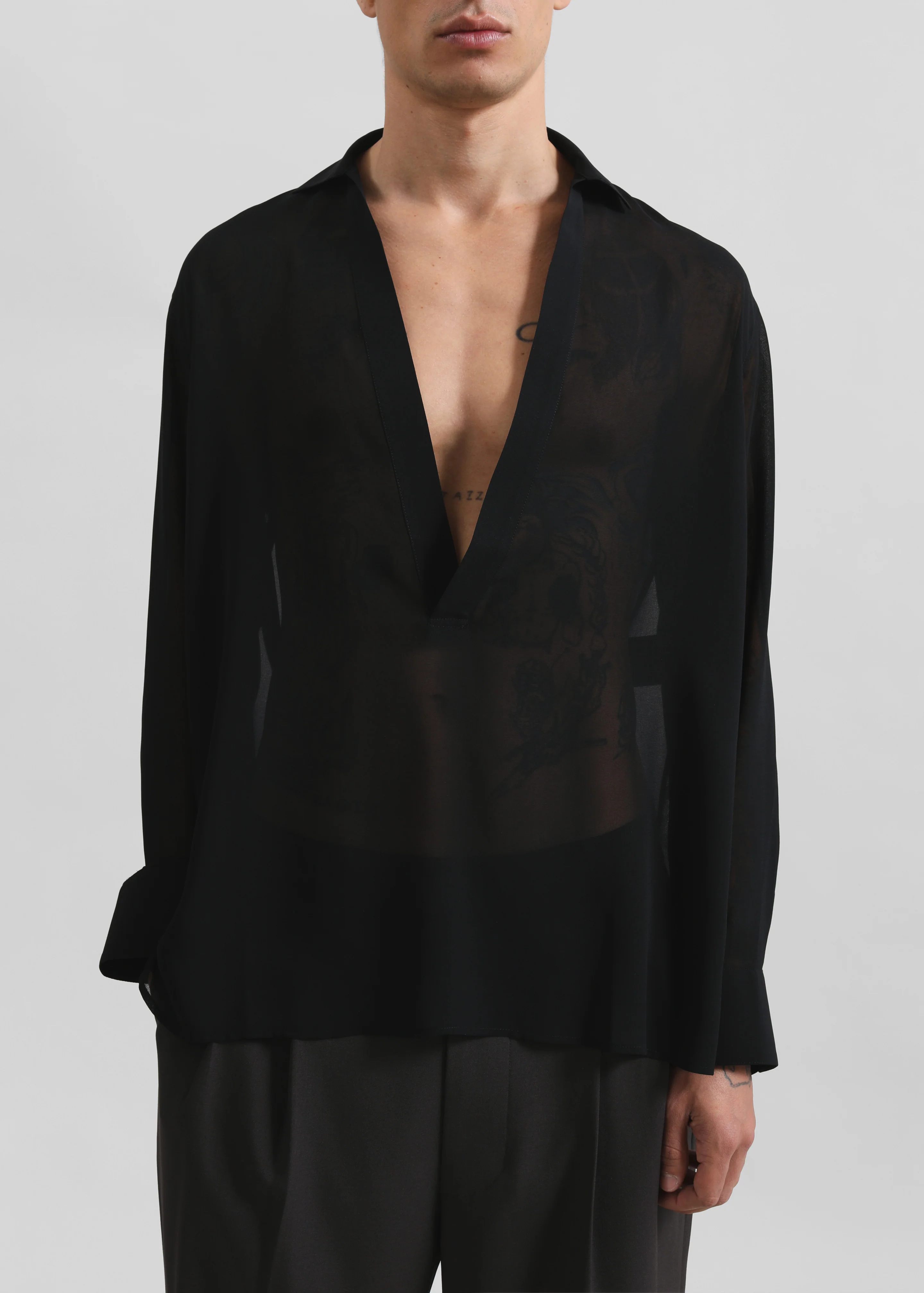 Louis Gabriel Nouchi Transparent Vareuse Shirt - Black - Image 8