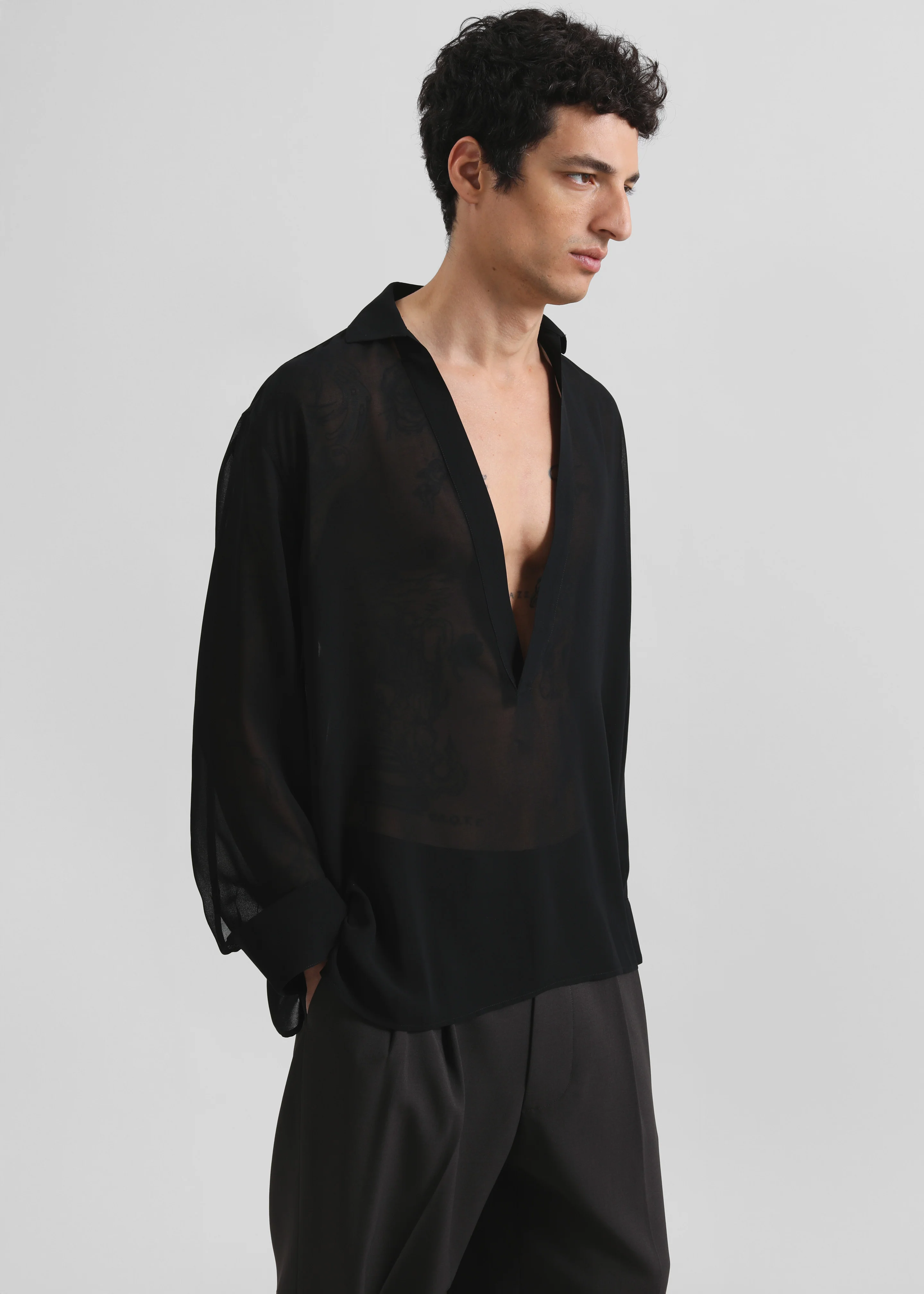 Louis Gabriel Nouchi Transparent Vareuse Shirt - Black - Image 9
