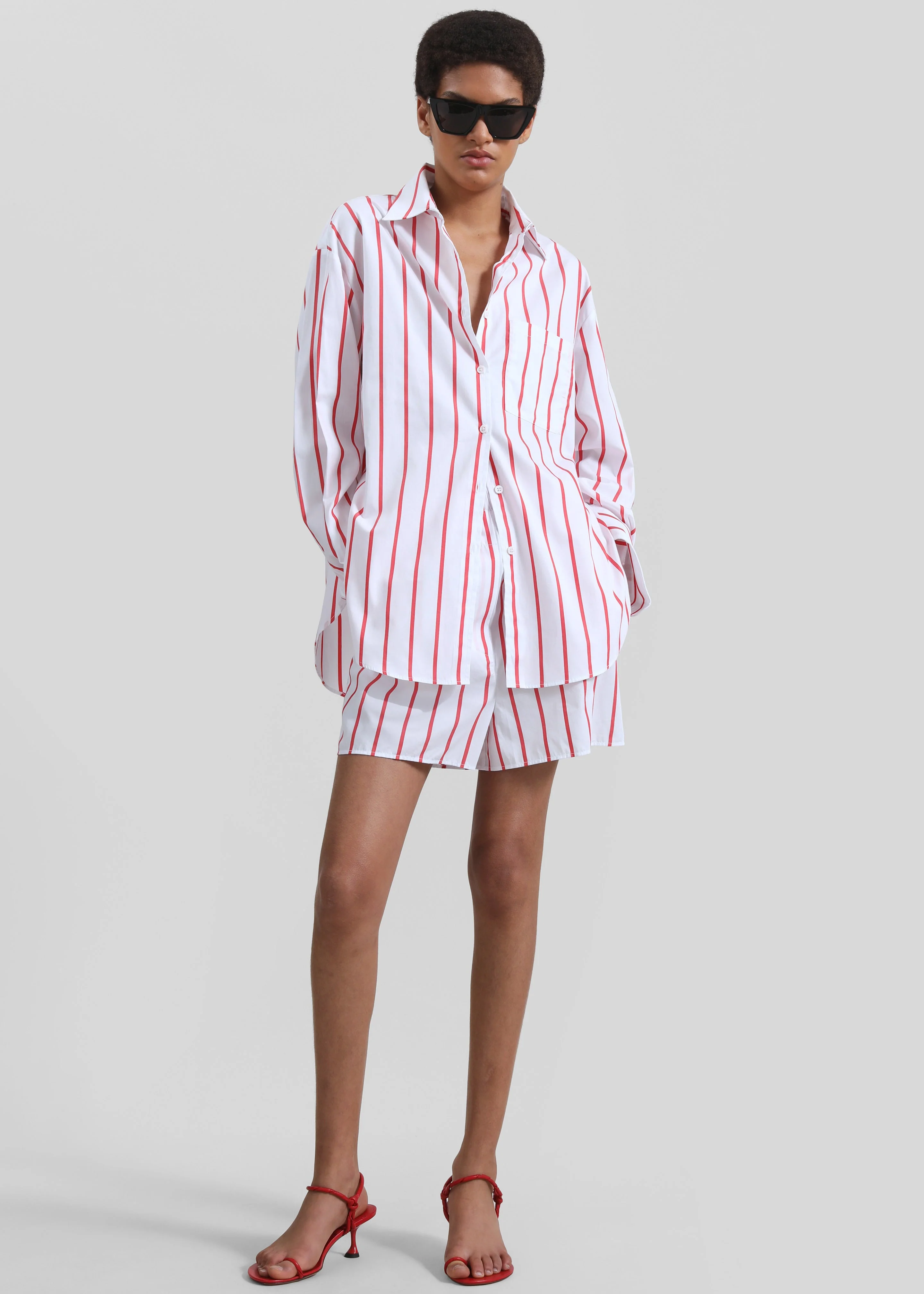 Lui Striped Cotton Shirt - White/Red Stripe