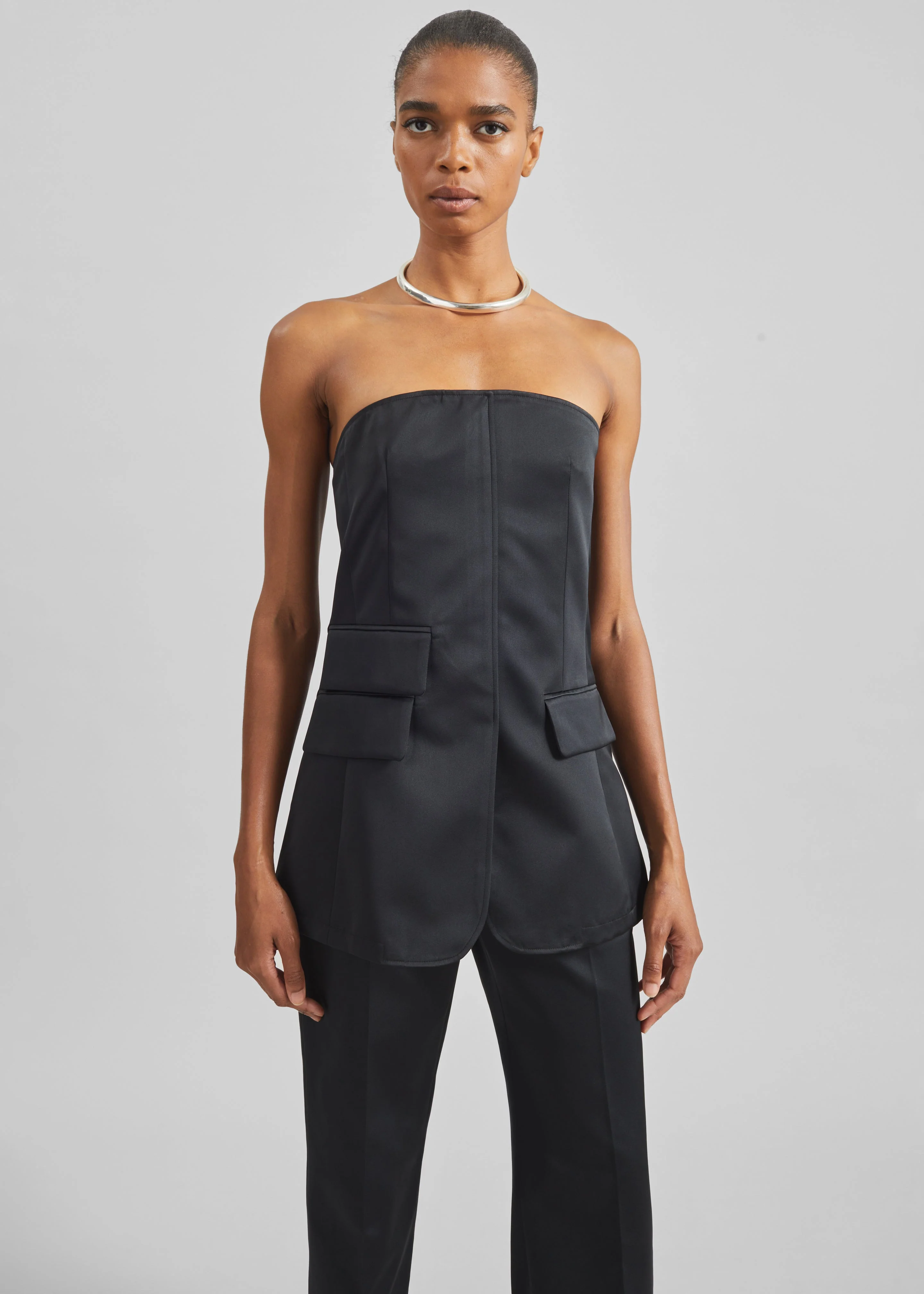 Luma Satin Bustier - Black