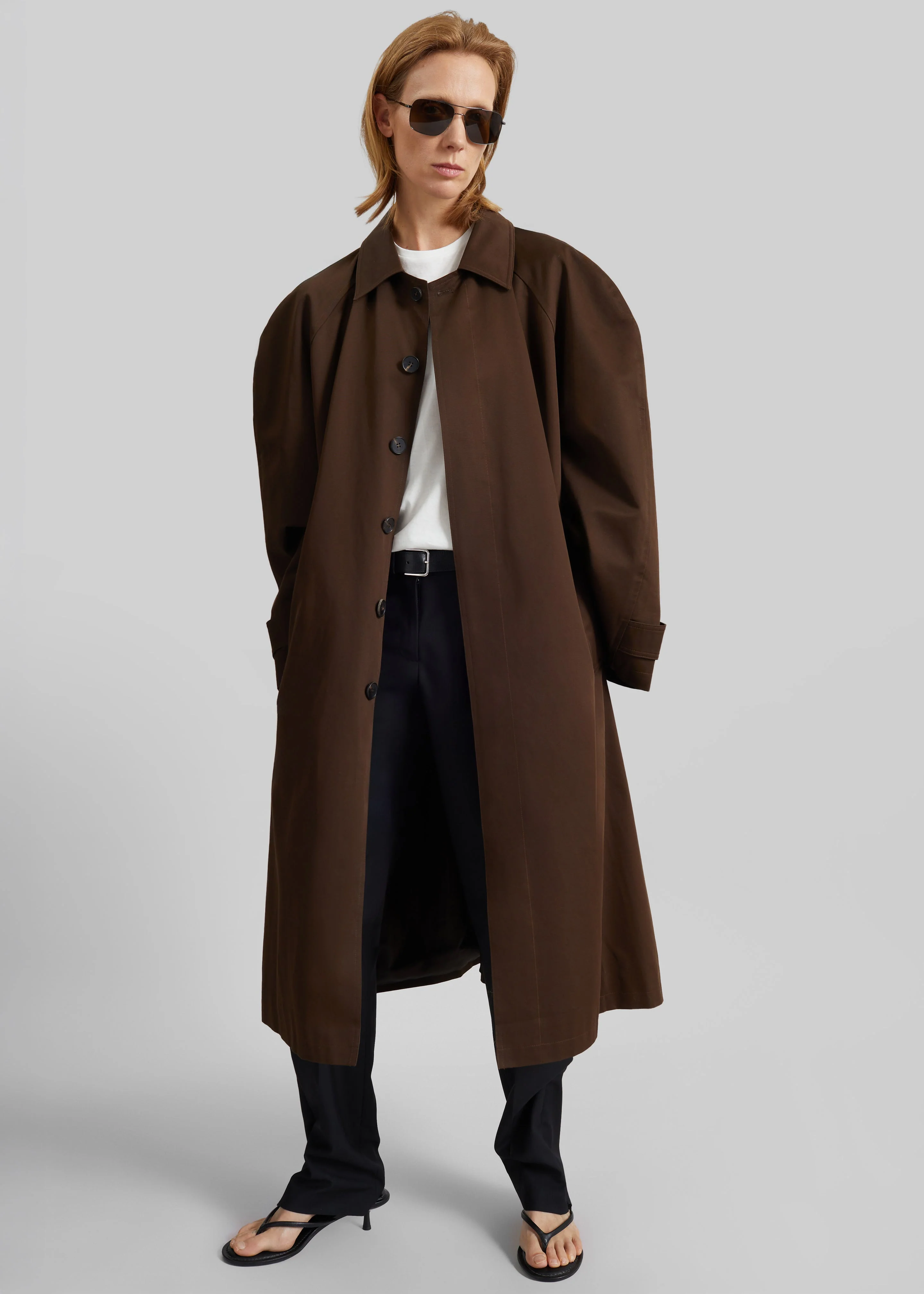 Malmedy Oversized Long Coat - Brown - Image 2