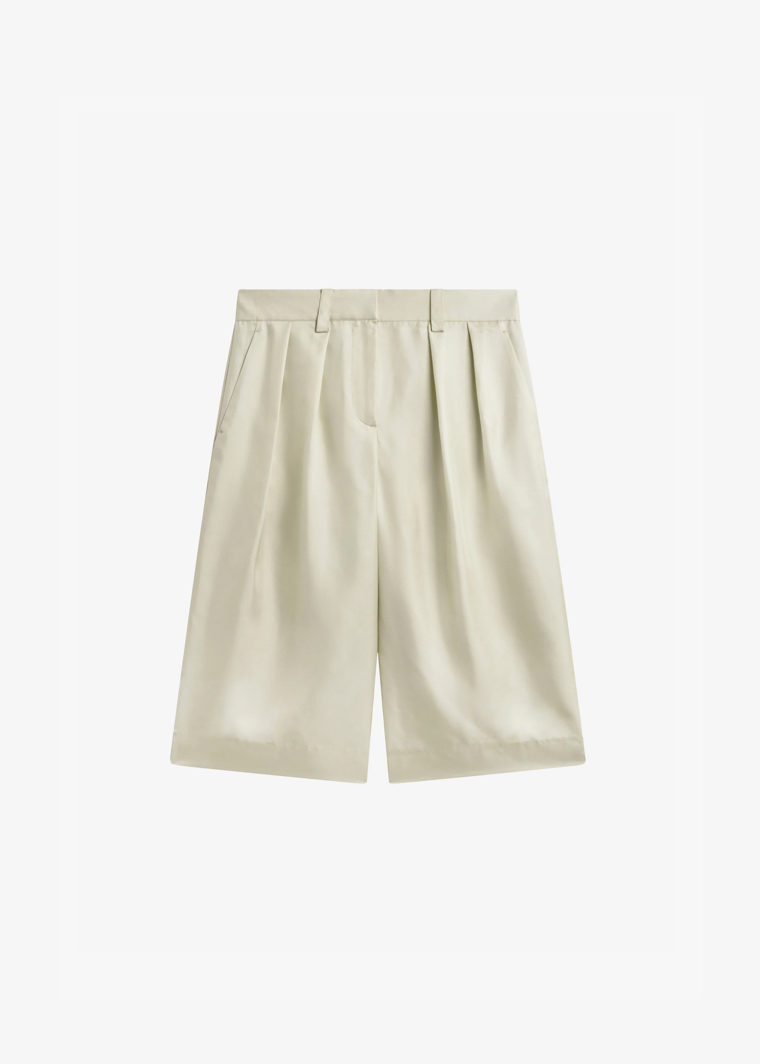 Marfa Cotton Pleated Bermuda - Light Beige - Image 9