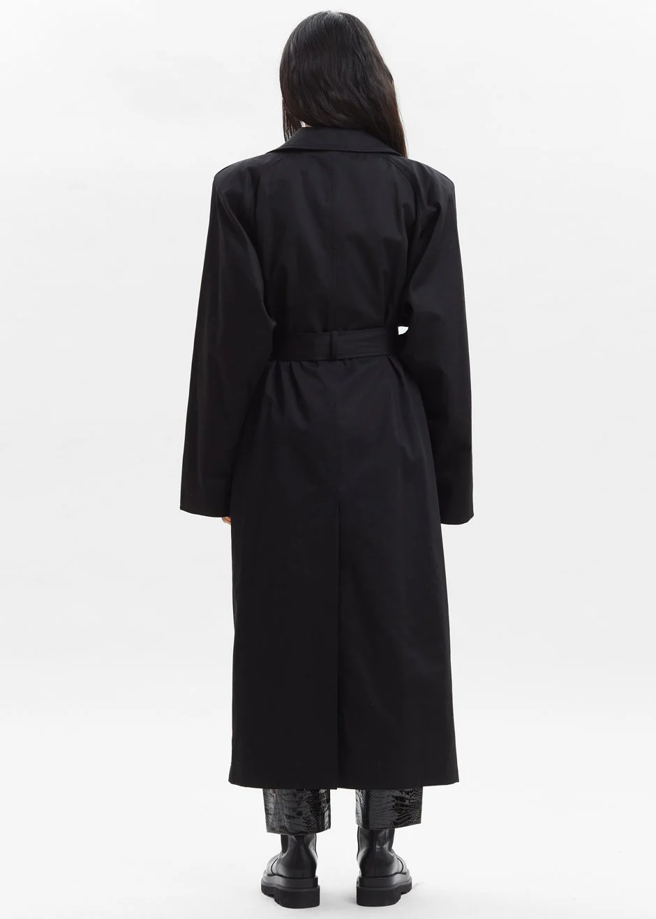 Marisol Box Shoulder Trench - Black - Image 12