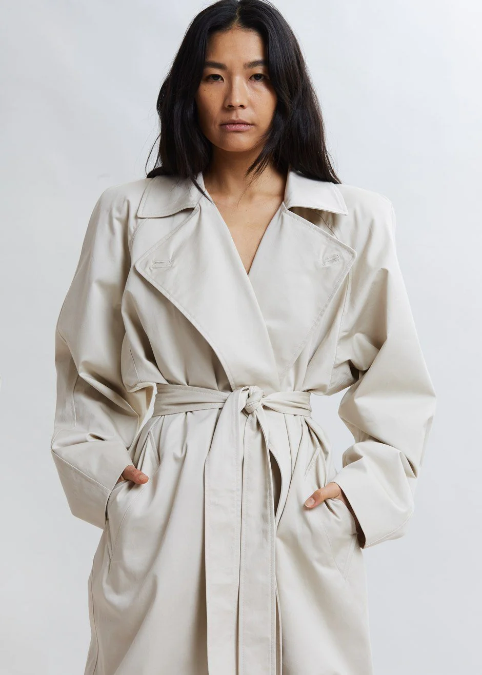 Marisol Box Shoulder Trench - Bone - Image 11