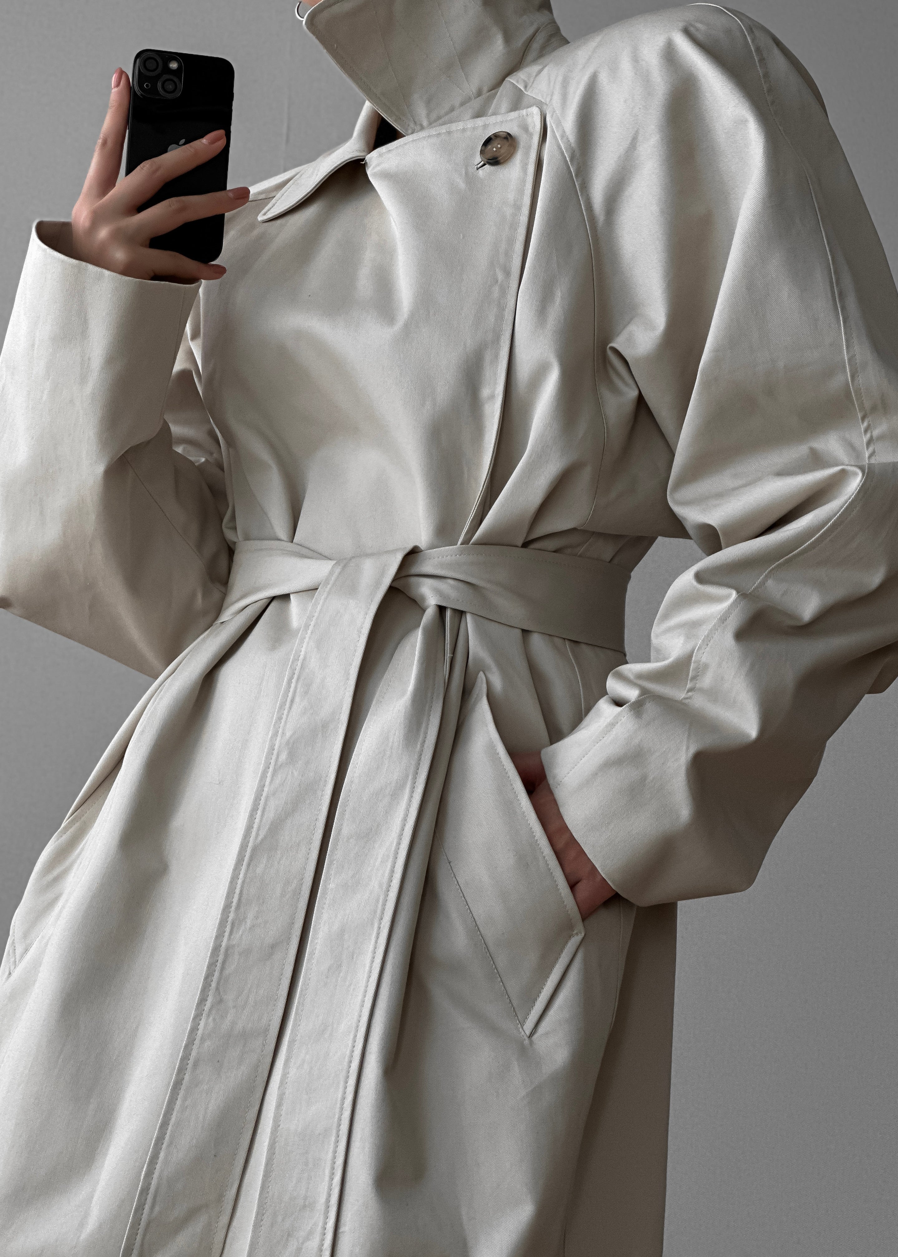 Marisol Box Shoulder Trench - Bone - Image 8