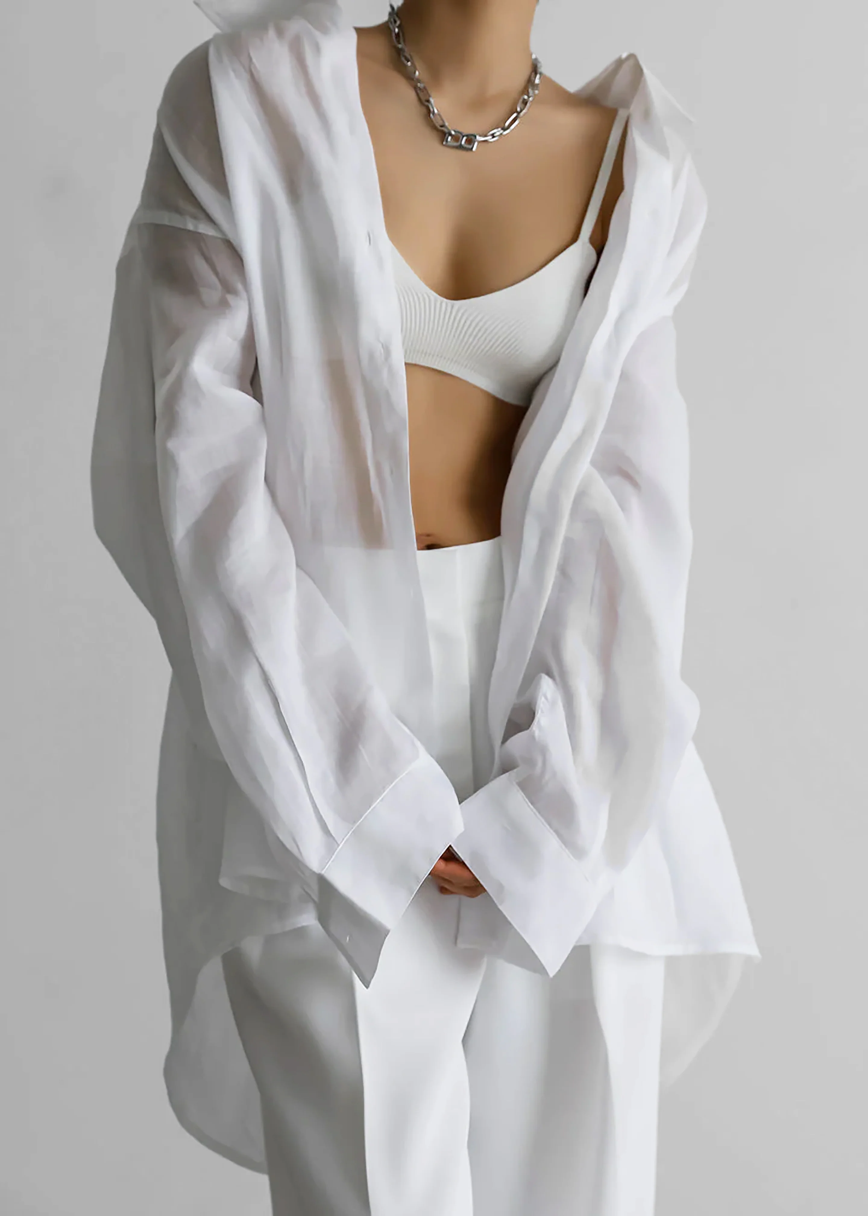 Marlow Oversized Linen Shirt - White - Image 5