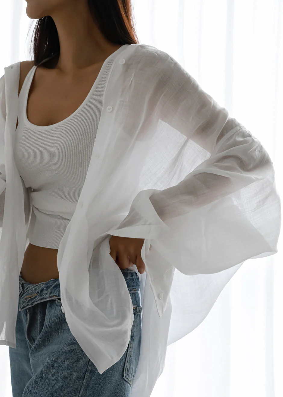 Marlow Oversized Linen Shirt - White - Image 8