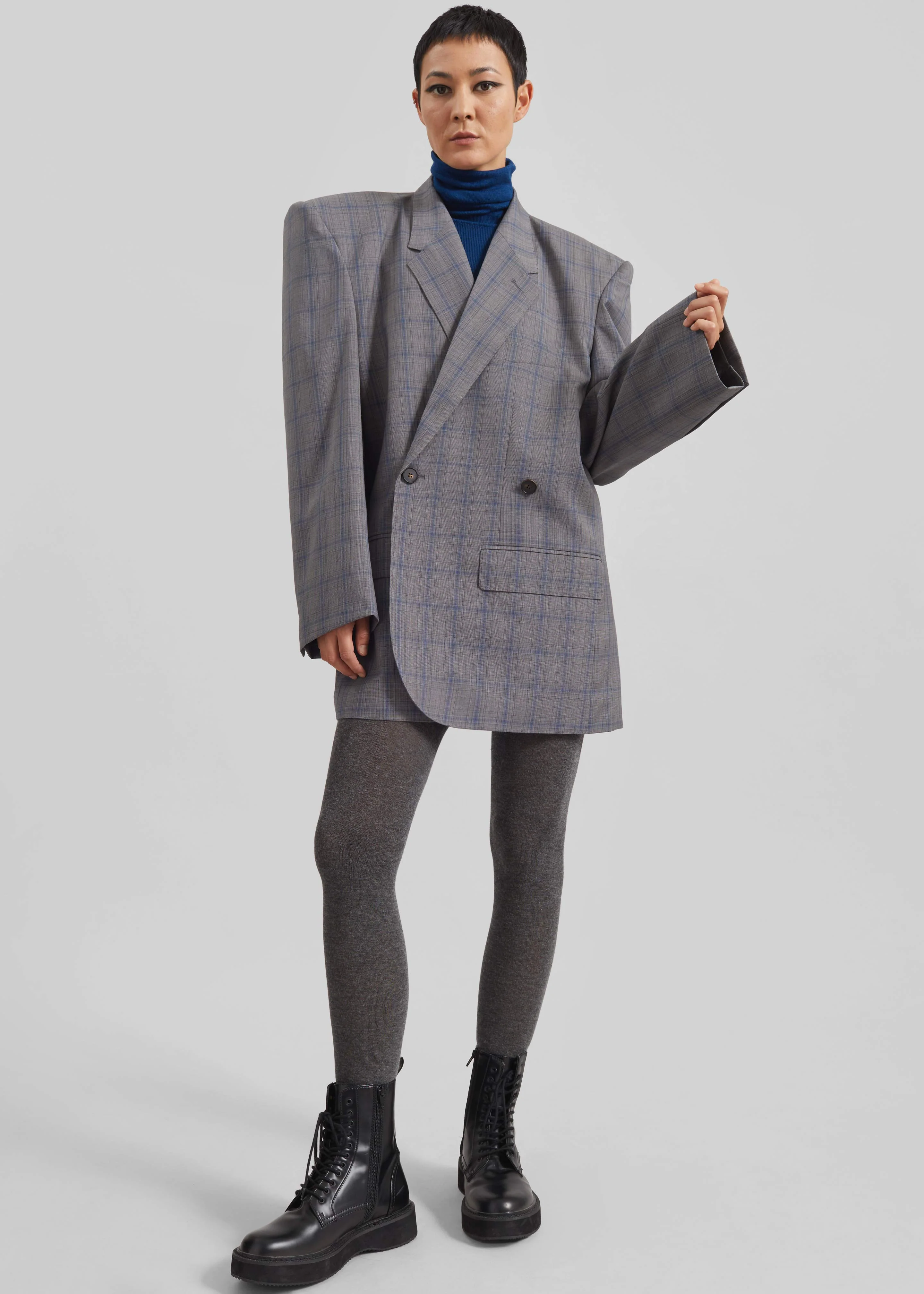 Marnay Padded Blazer - Grey Plaid - Image 3