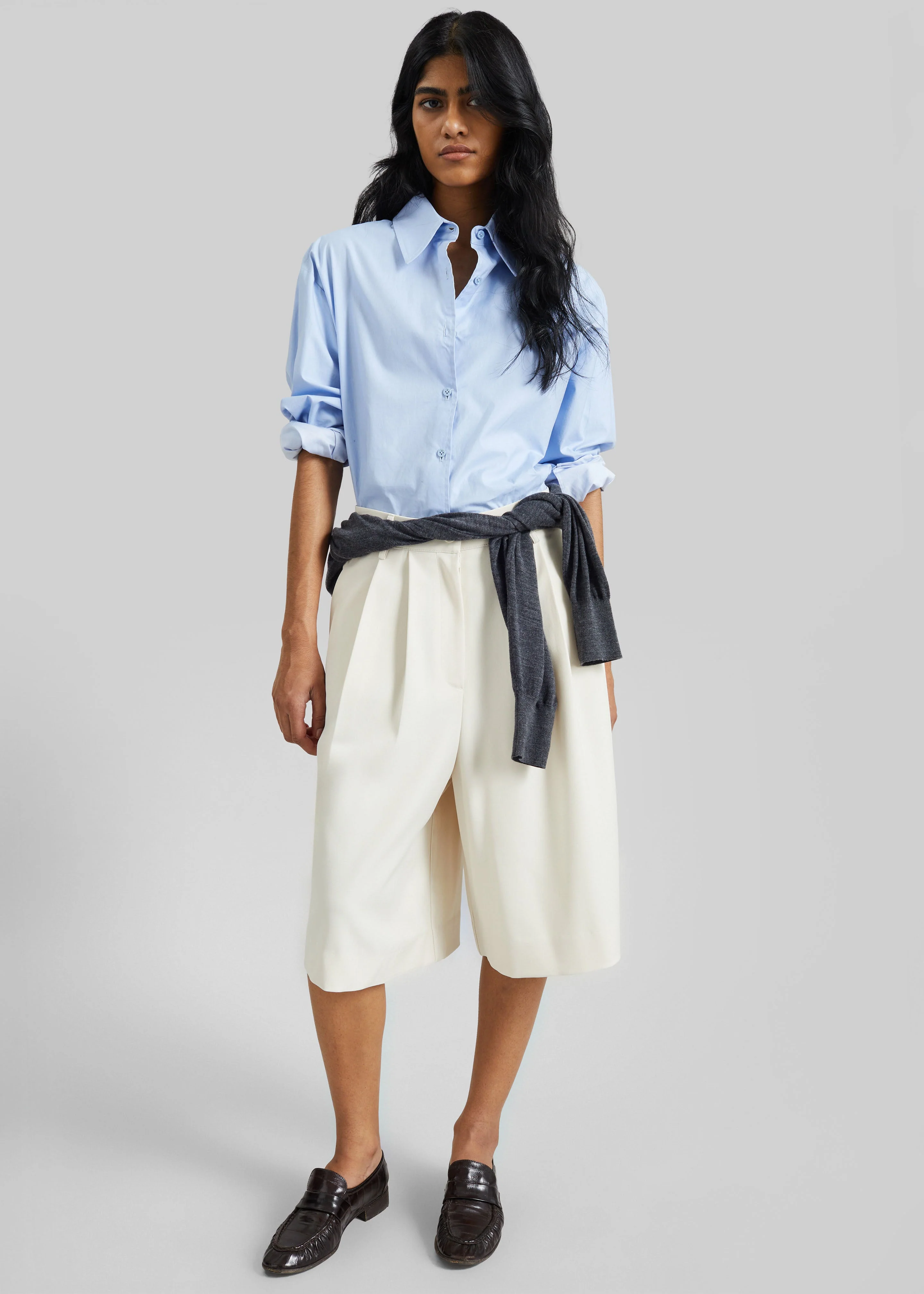Martel Pleated Bermuda Shorts - Cream - Image 3