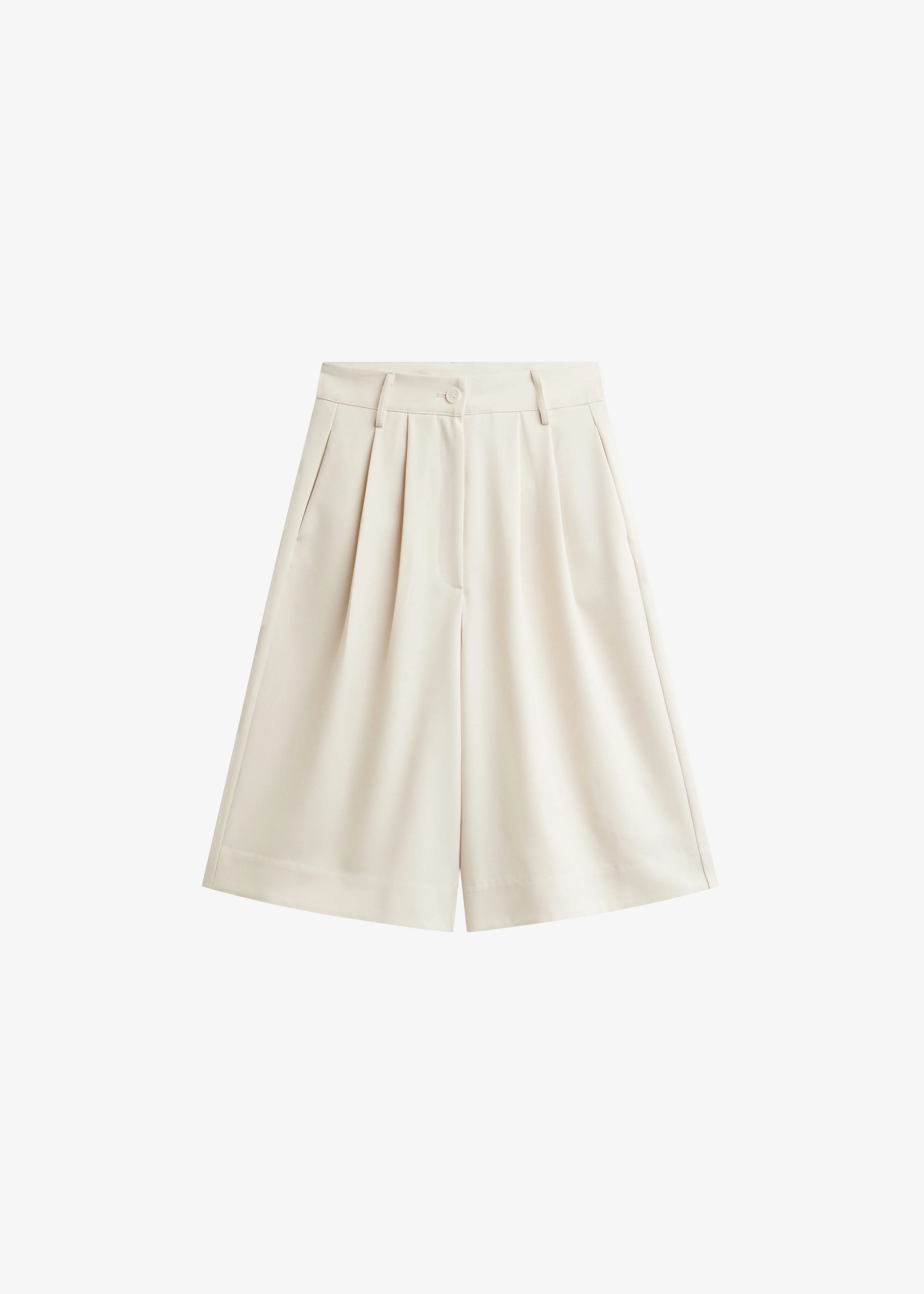 Martel Pleated Bermuda Shorts - Cream - Image 8