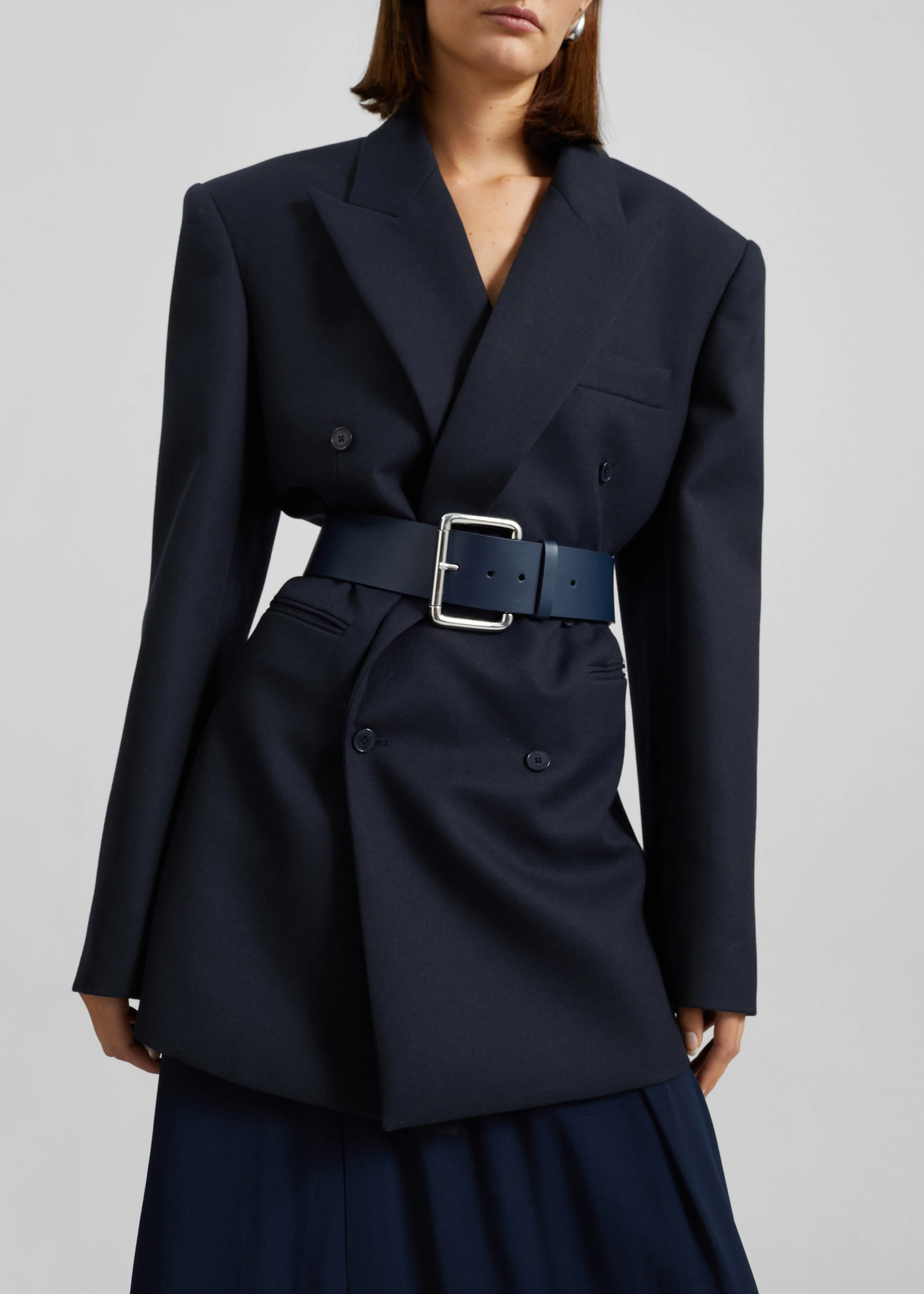 Marty Leather Belt - Navy - Image 4