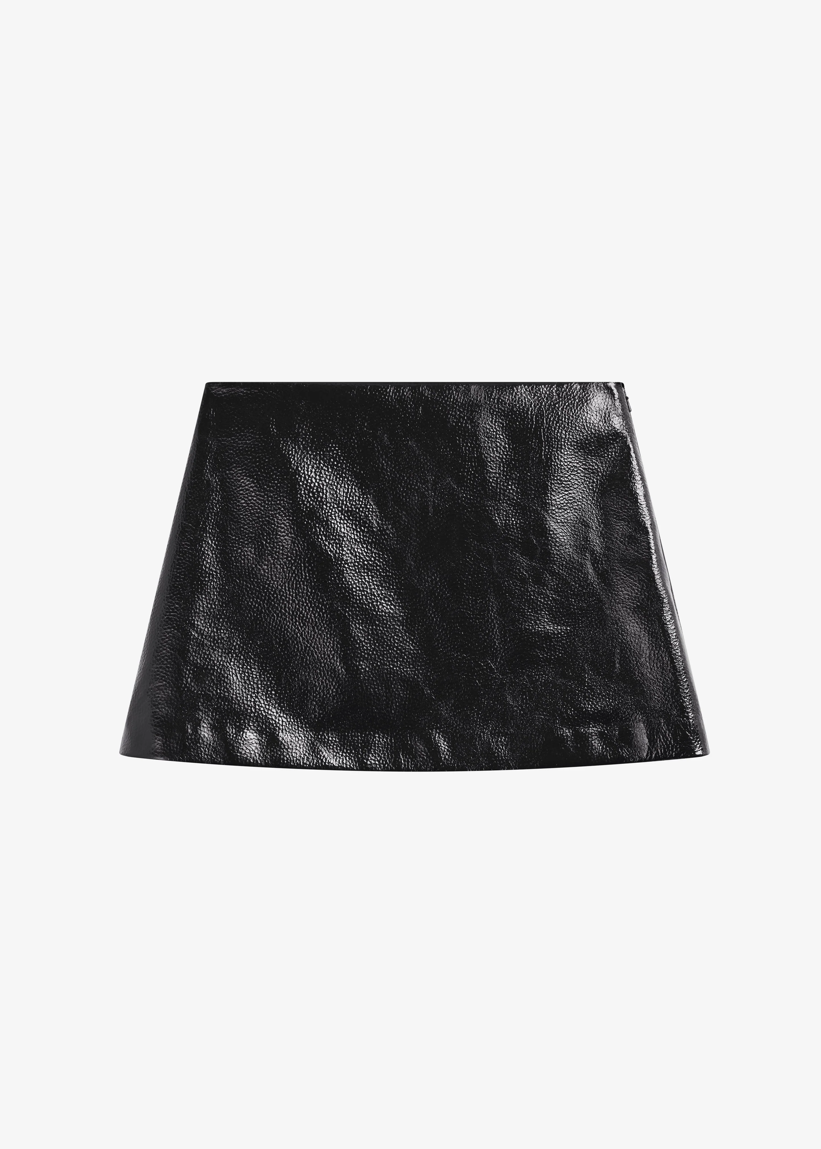 Mary Crackled Faux Leather Mini Skirt - Black - Image 7