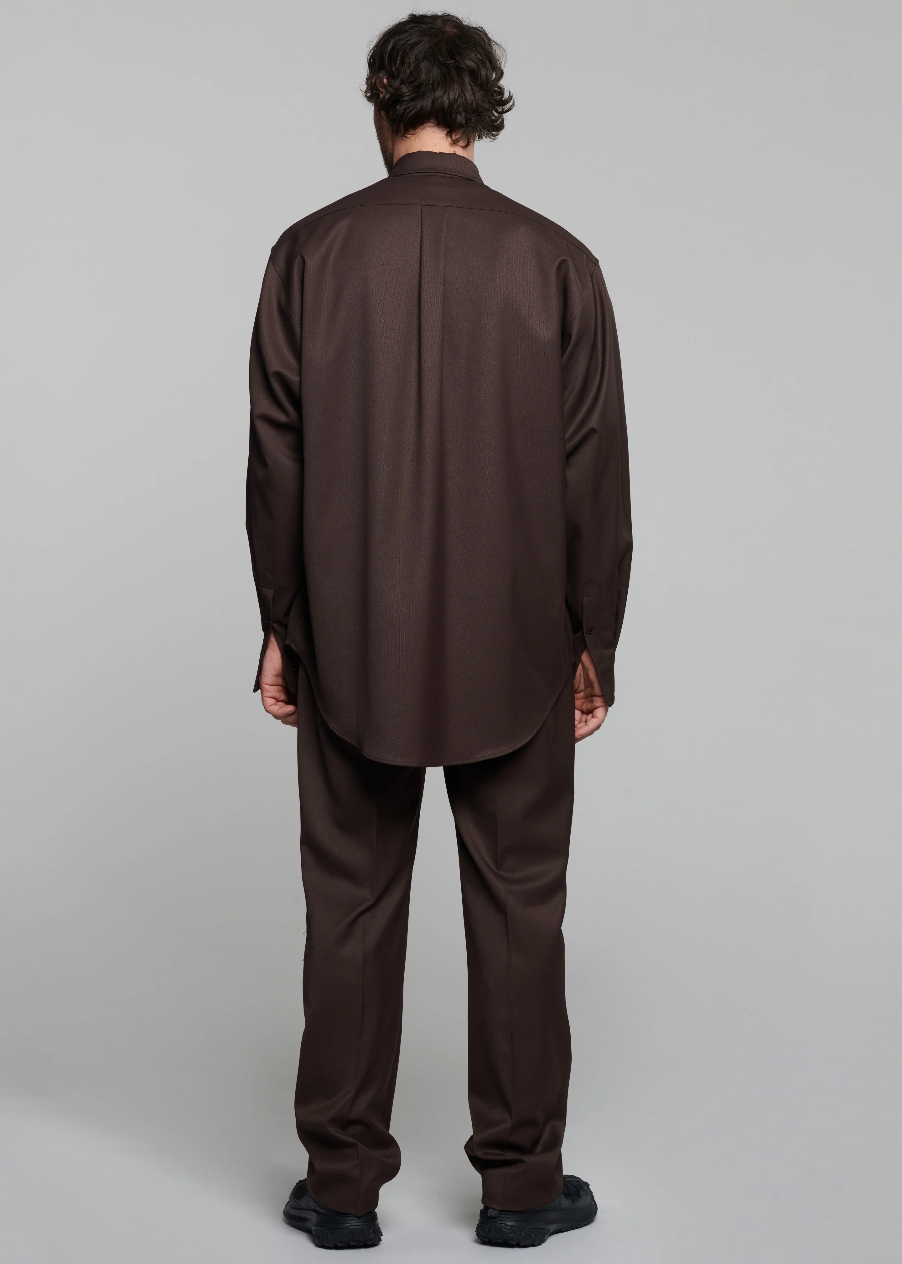 Mason Wool Button Up Shirt - Brown - Image 7