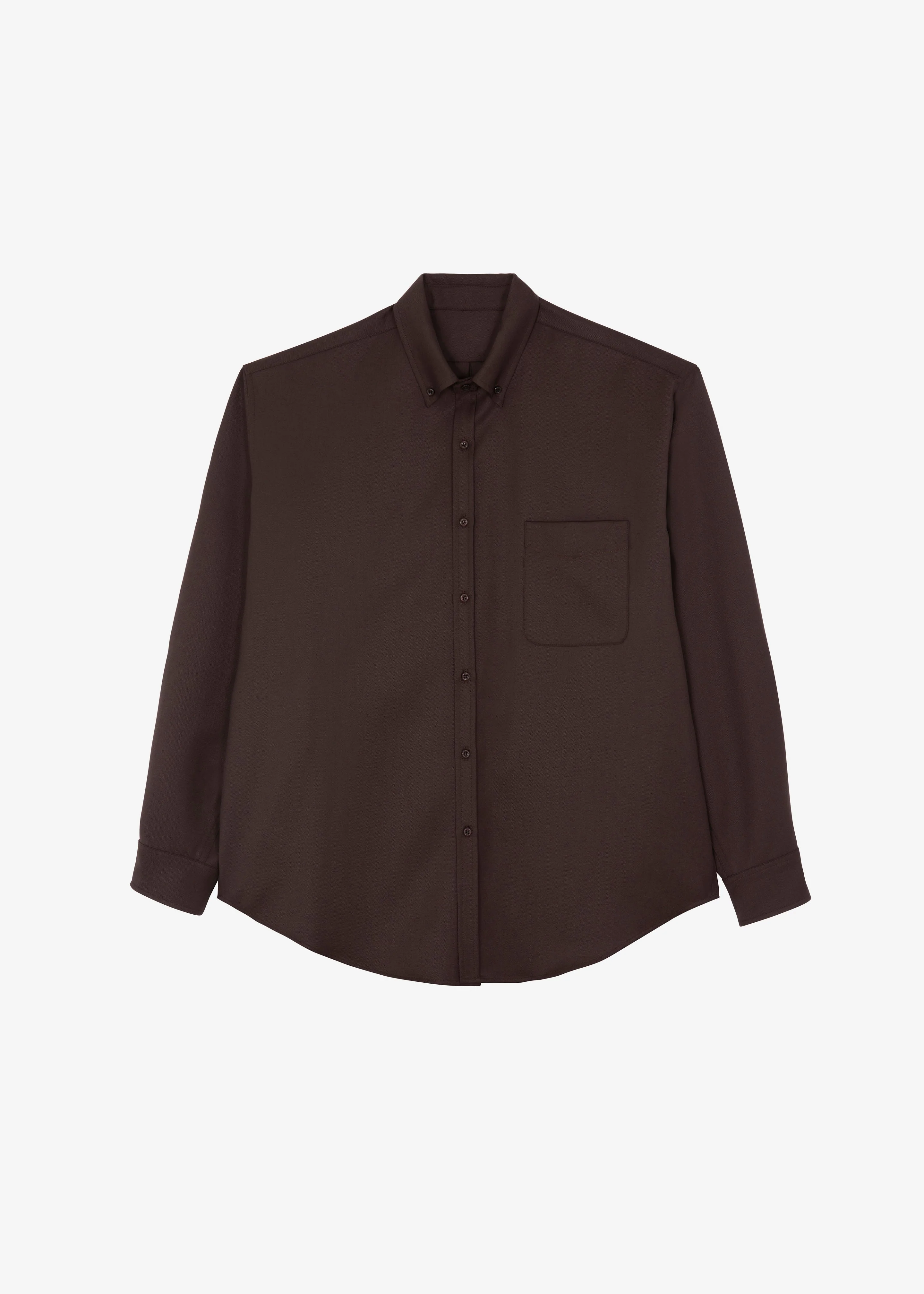 Mason Wool Button Up Shirt - Brown - Image 8