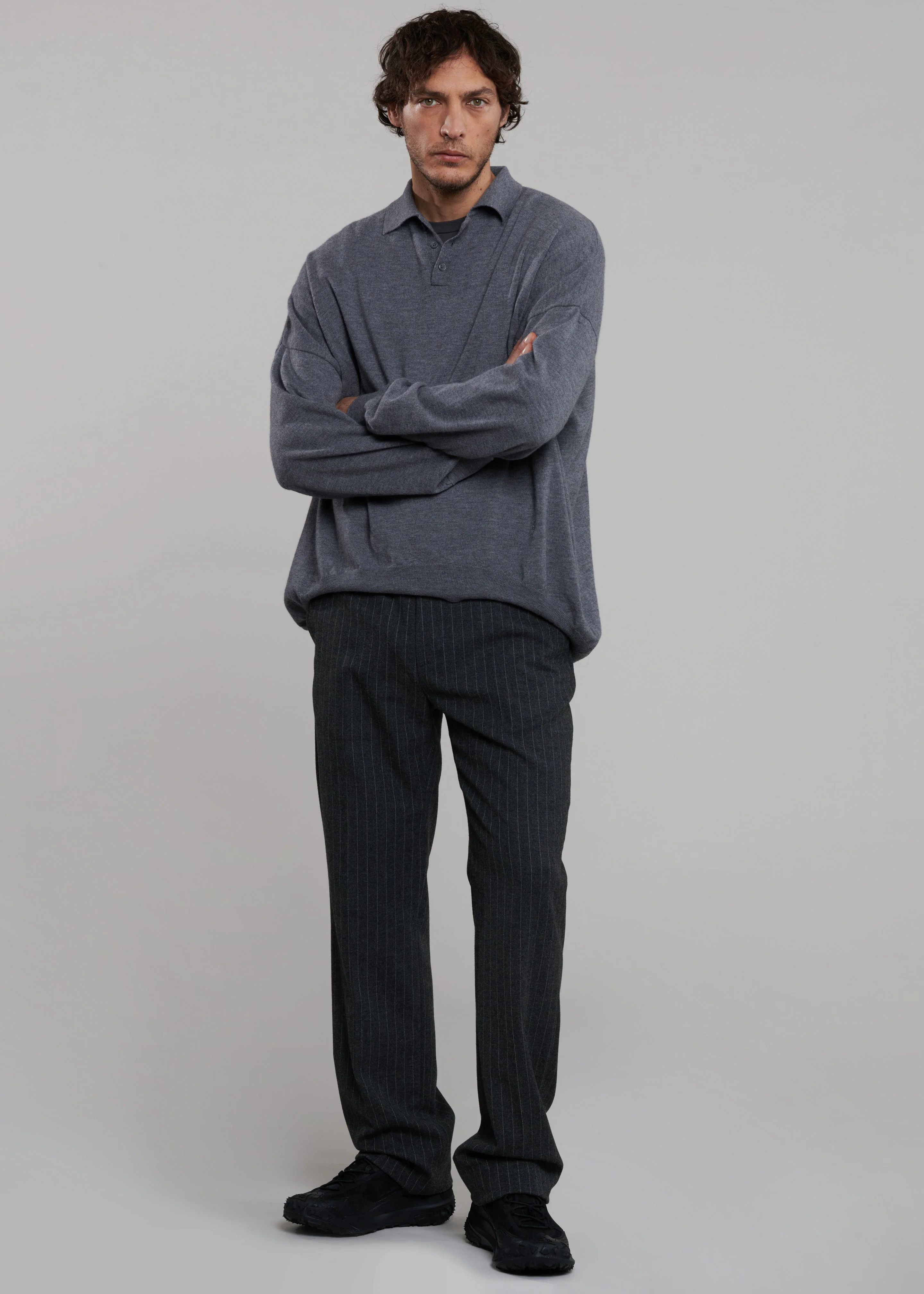 Mason Wool Trousers - Dark Grey/White Pinstripe - Image 12
