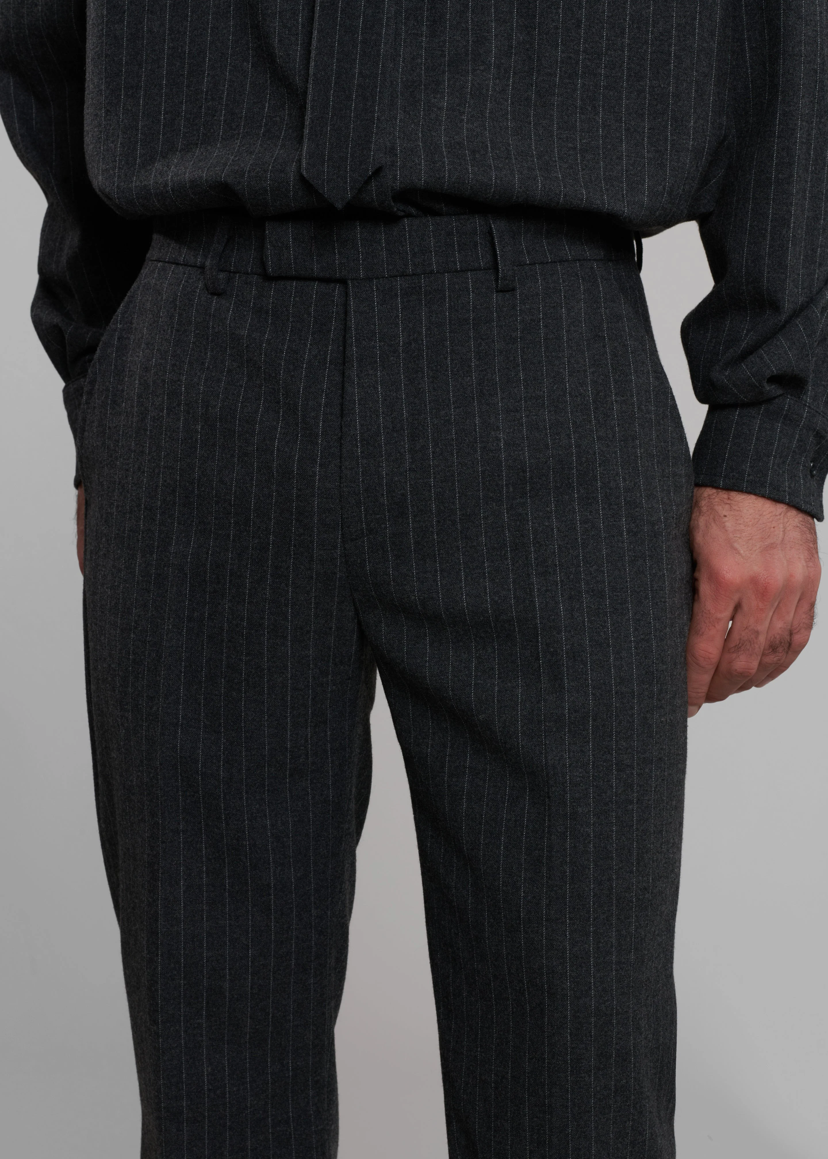 Mason Wool Trousers - Dark Grey/White Pinstripe - Image 3