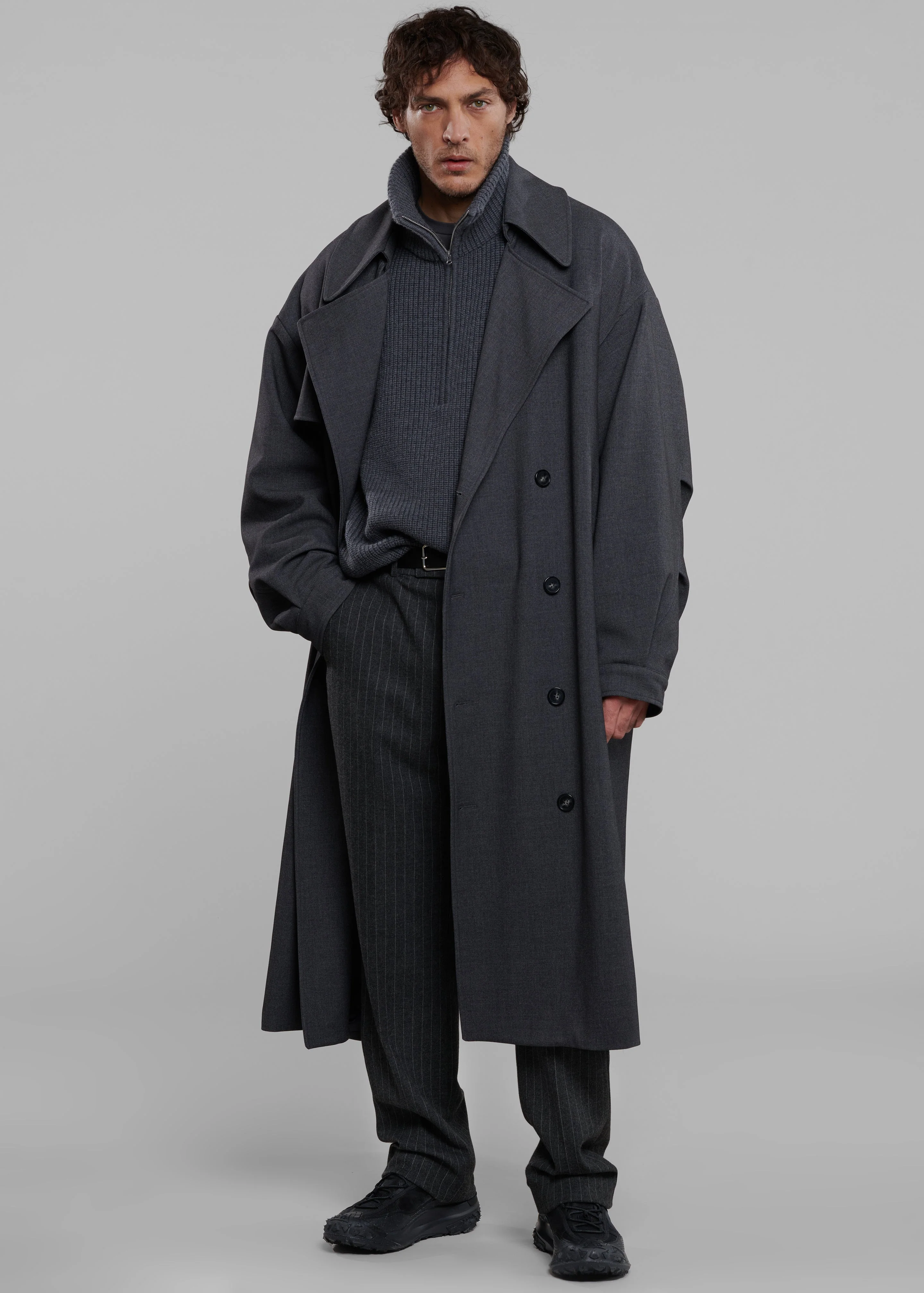 Mason Wool Trousers - Dark Grey/White Pinstripe - Image 7