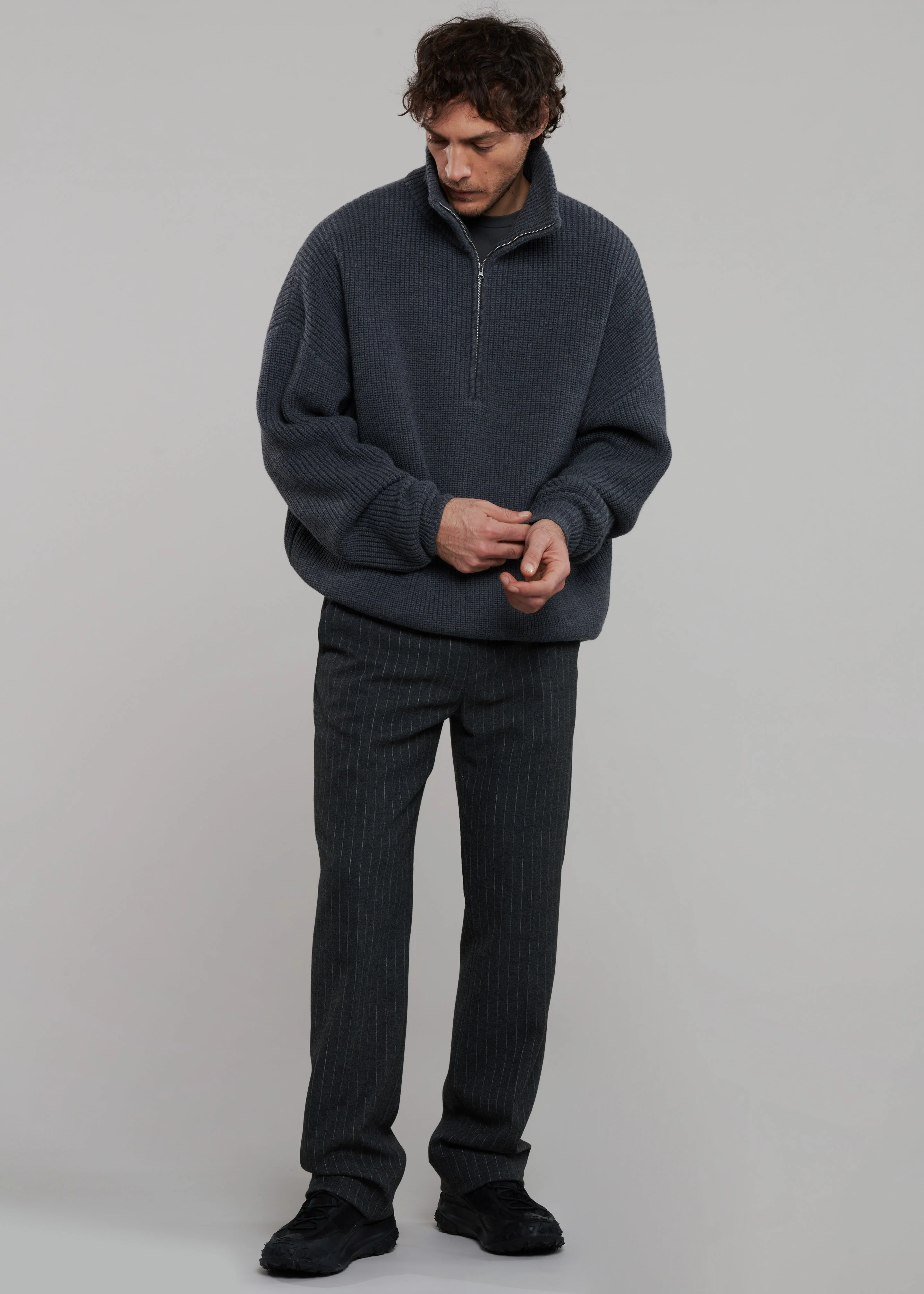 Mason Wool Trousers - Dark Grey/White Pinstripe - Image 8