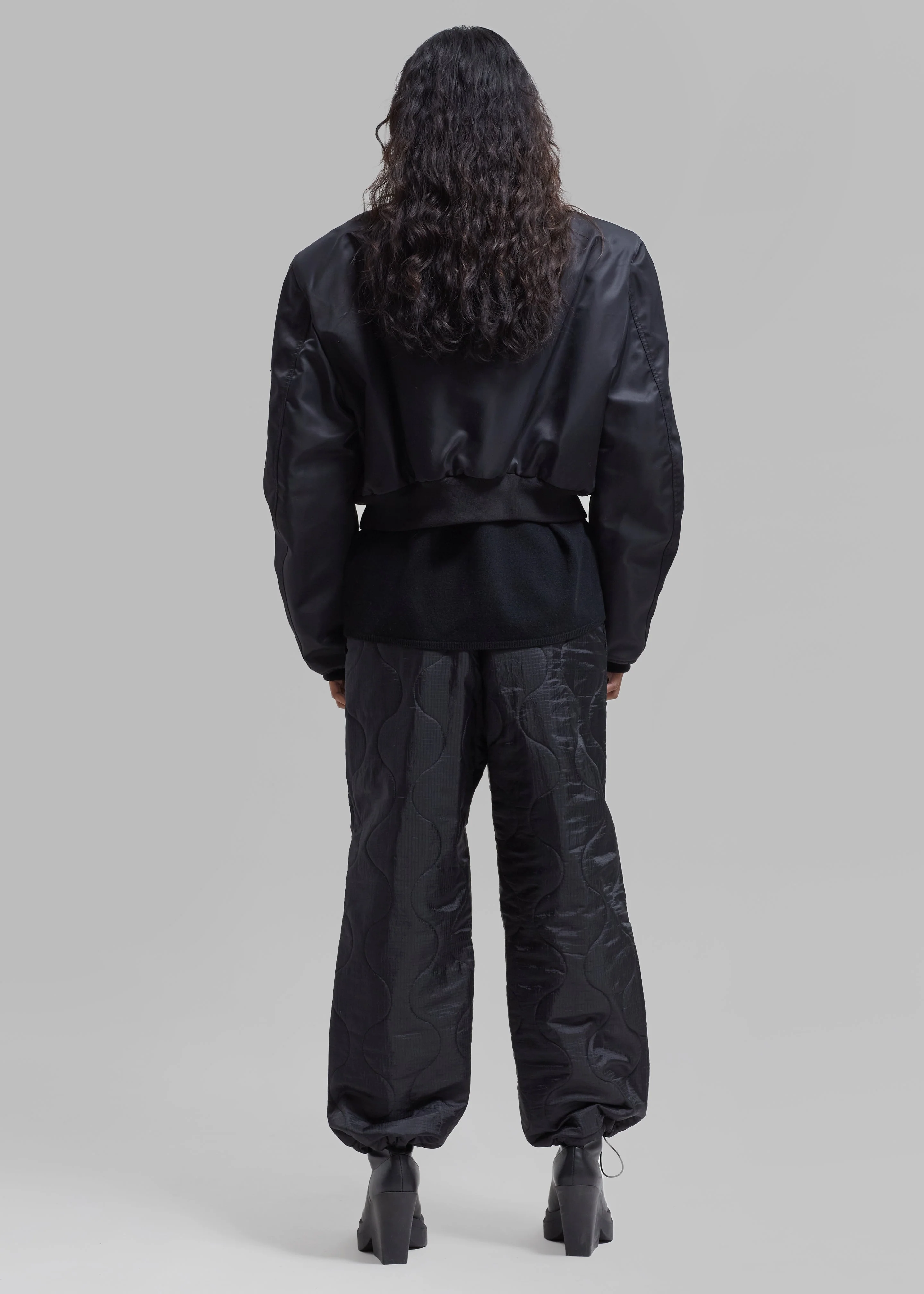 Mati Cropped Padded Bomber - Black - Image 11