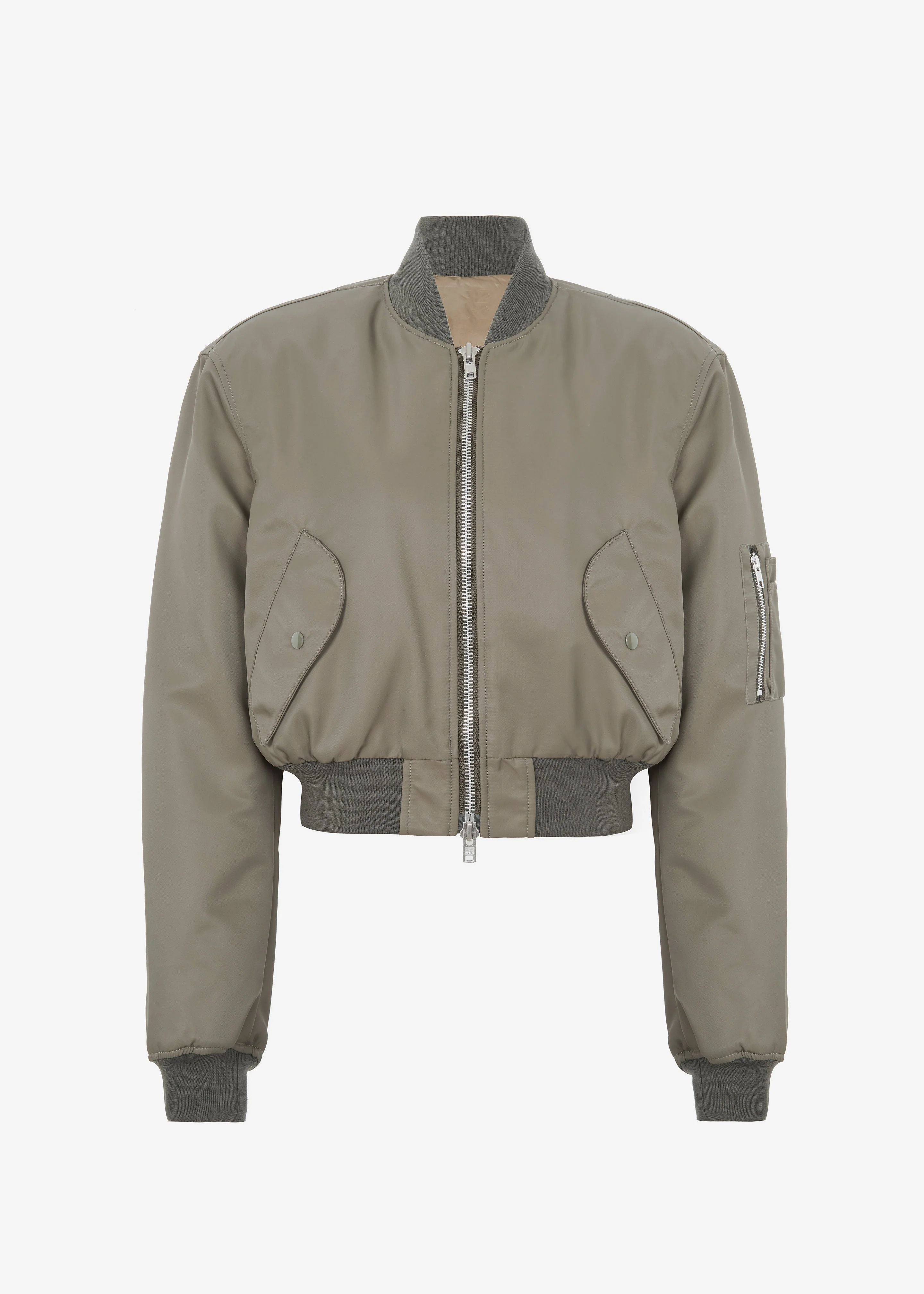 Mati Cropped Padded Bomber - Olive - Image 10