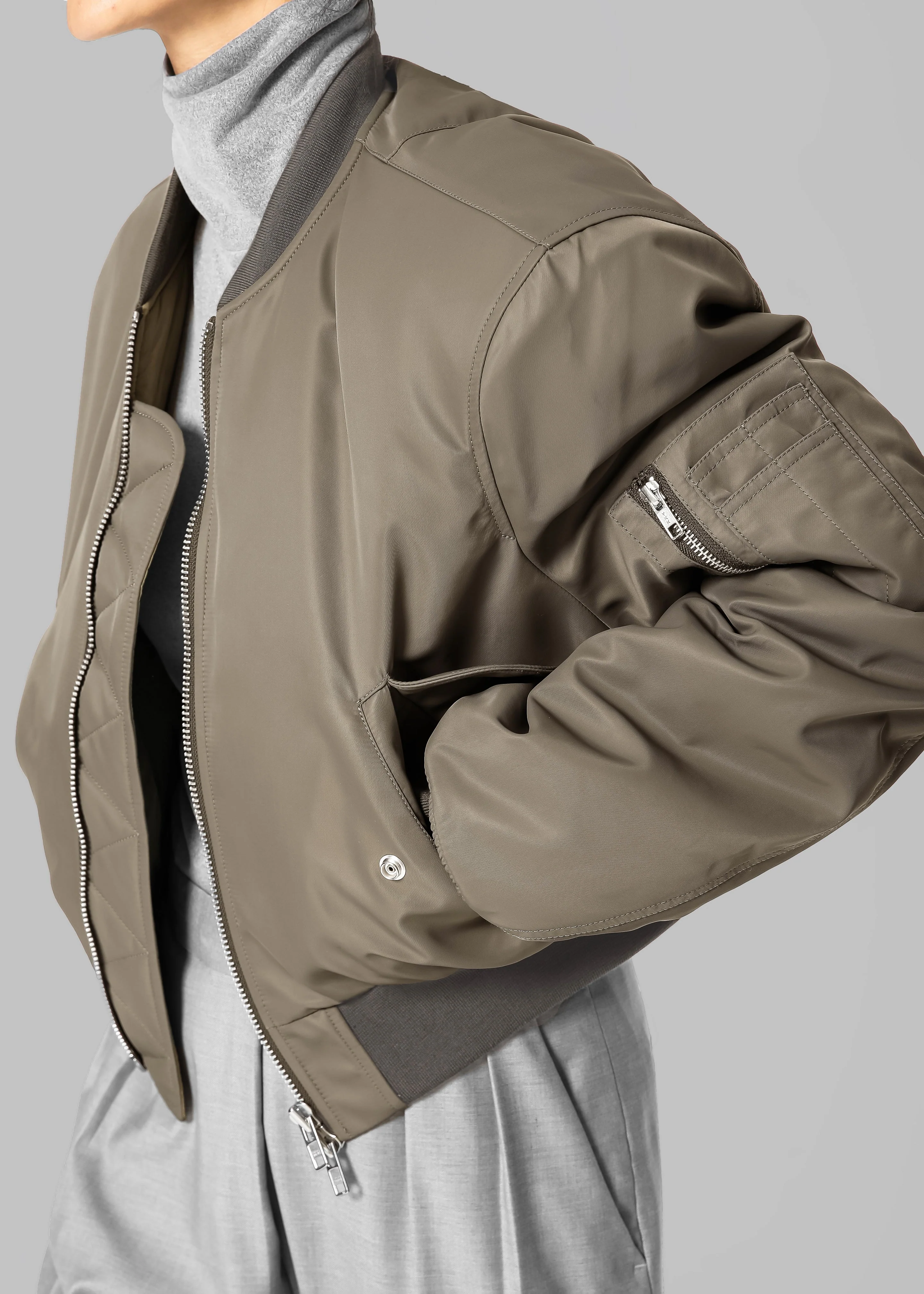 Mati Cropped Padded Bomber - Olive - Image 7