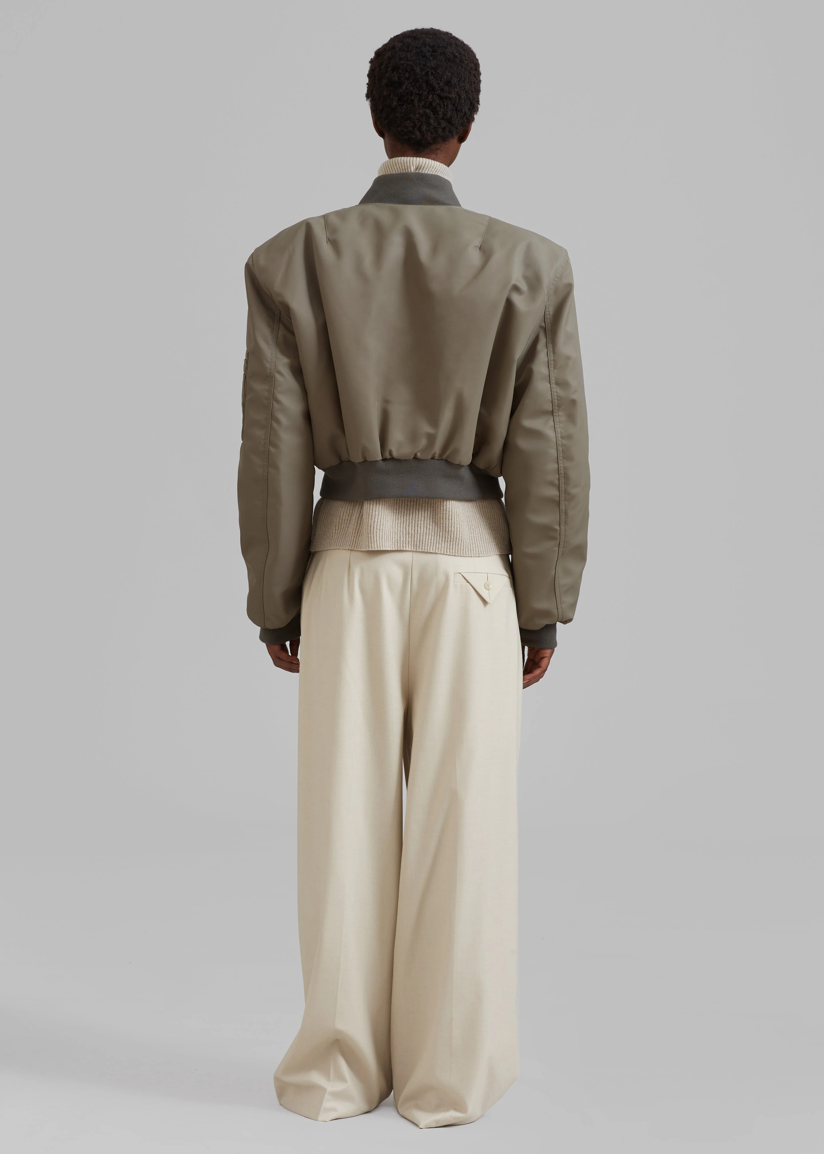 Mati Cropped Padded Bomber - Olive - Image 9