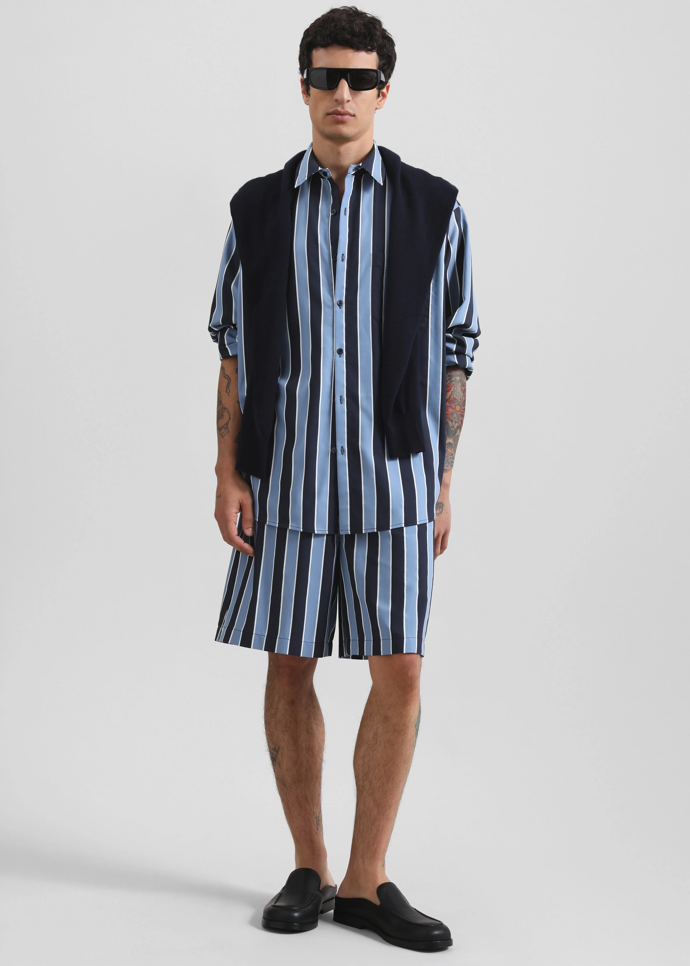 Matthias Striped Bermuda Shorts - Navy Stripe - Image 3