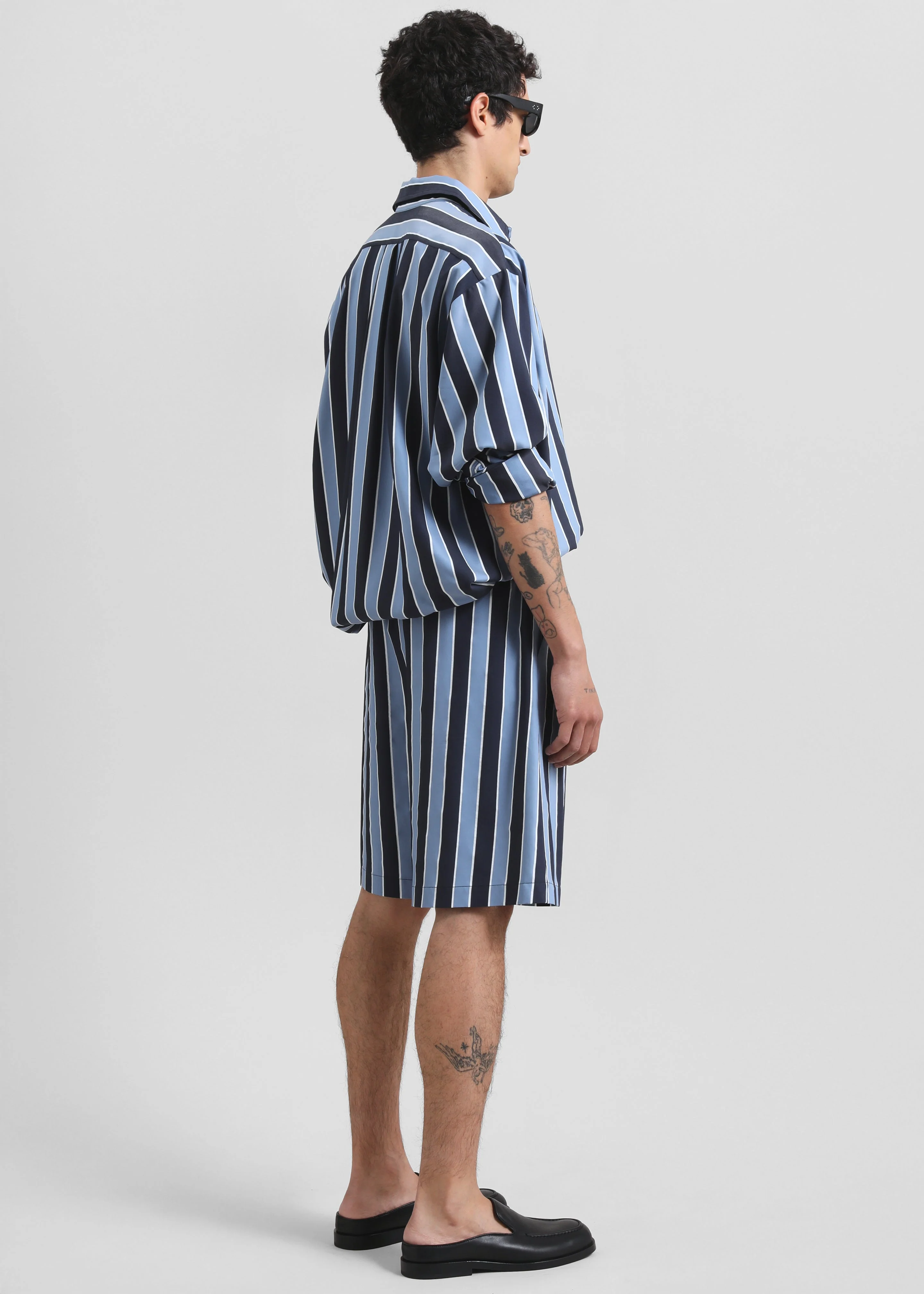 Matthias Striped Bermuda Shorts - Navy Stripe - Image 8