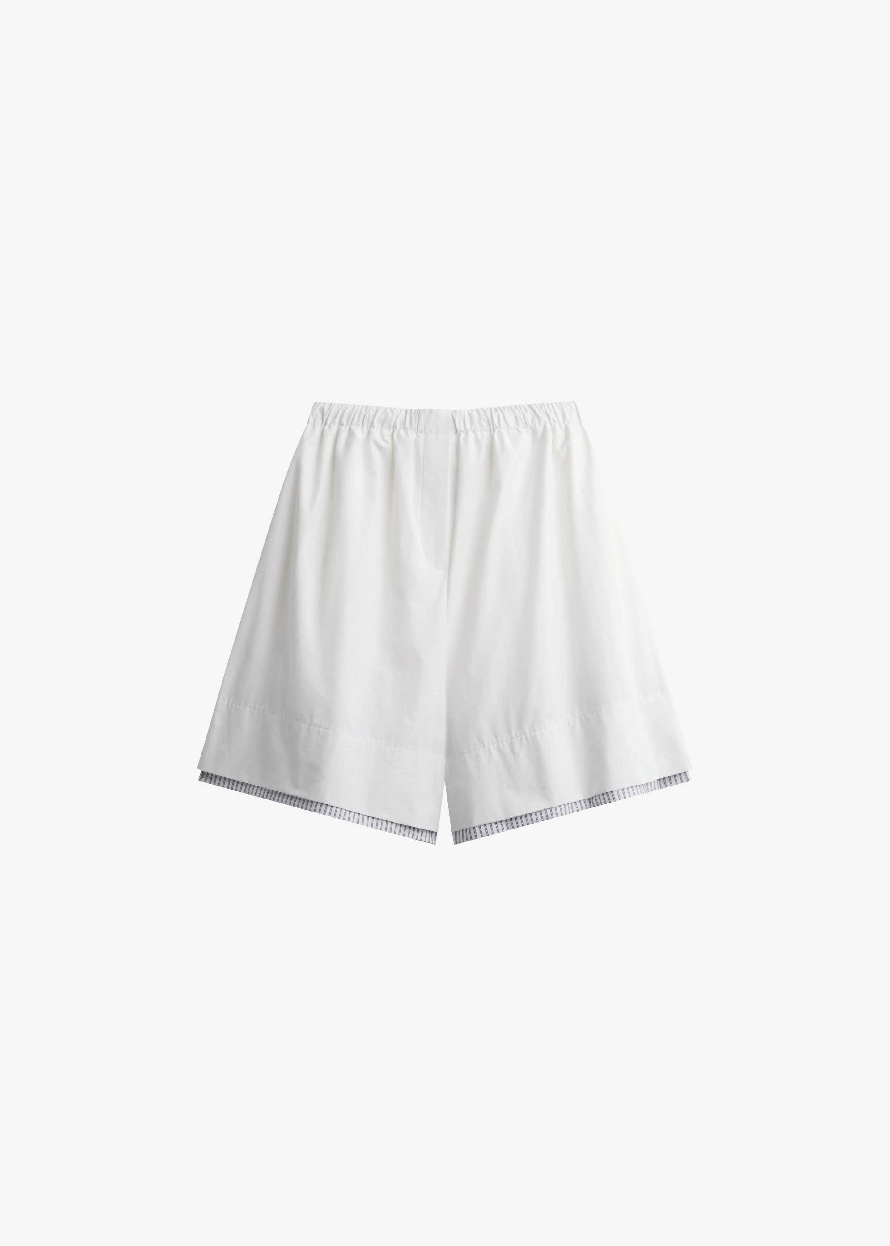 Menton Layered Hem Shorts - White/Blue Stripe - Image 8