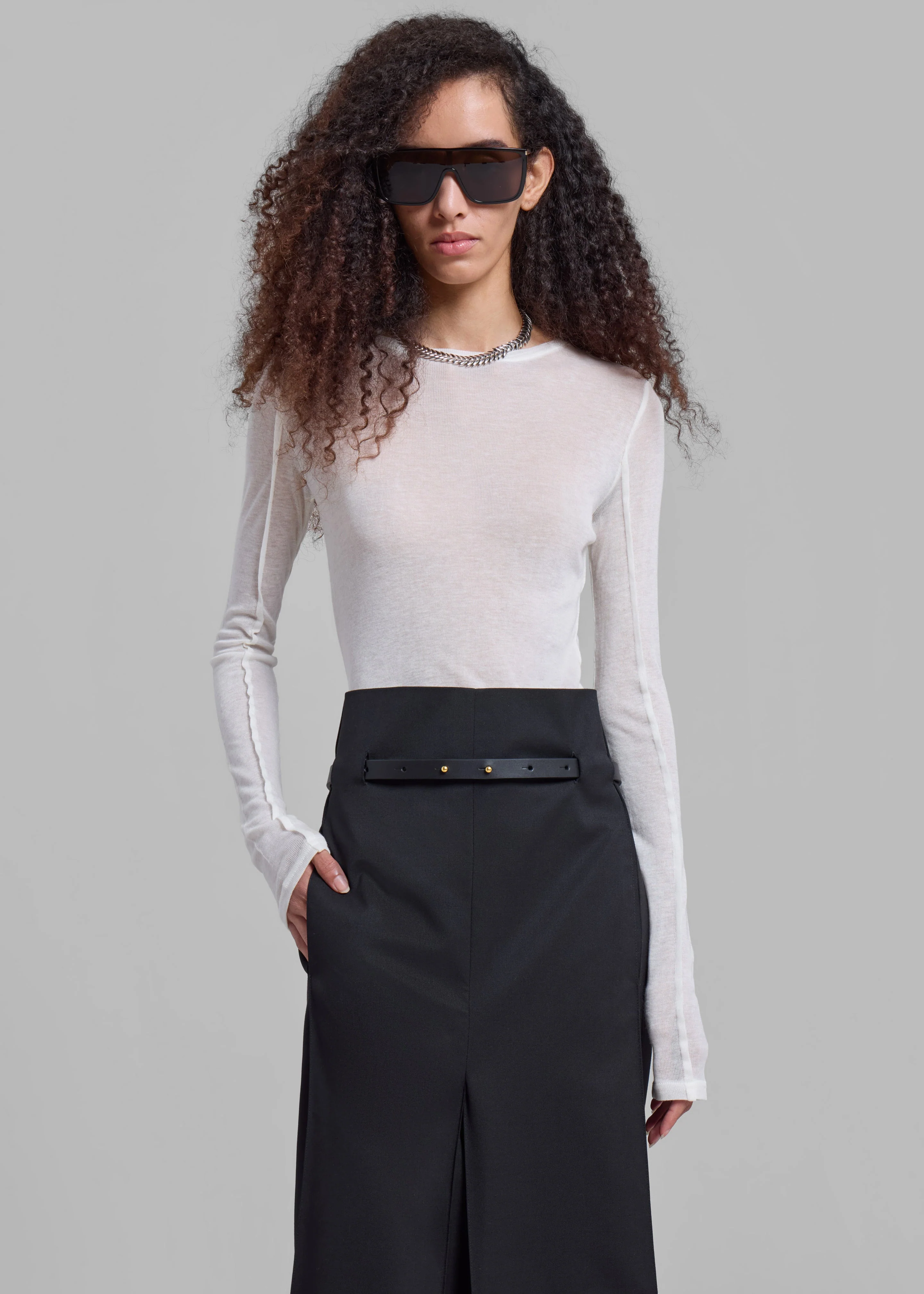 Mesa Sheer Long Sleeve Tee - White - Image 8