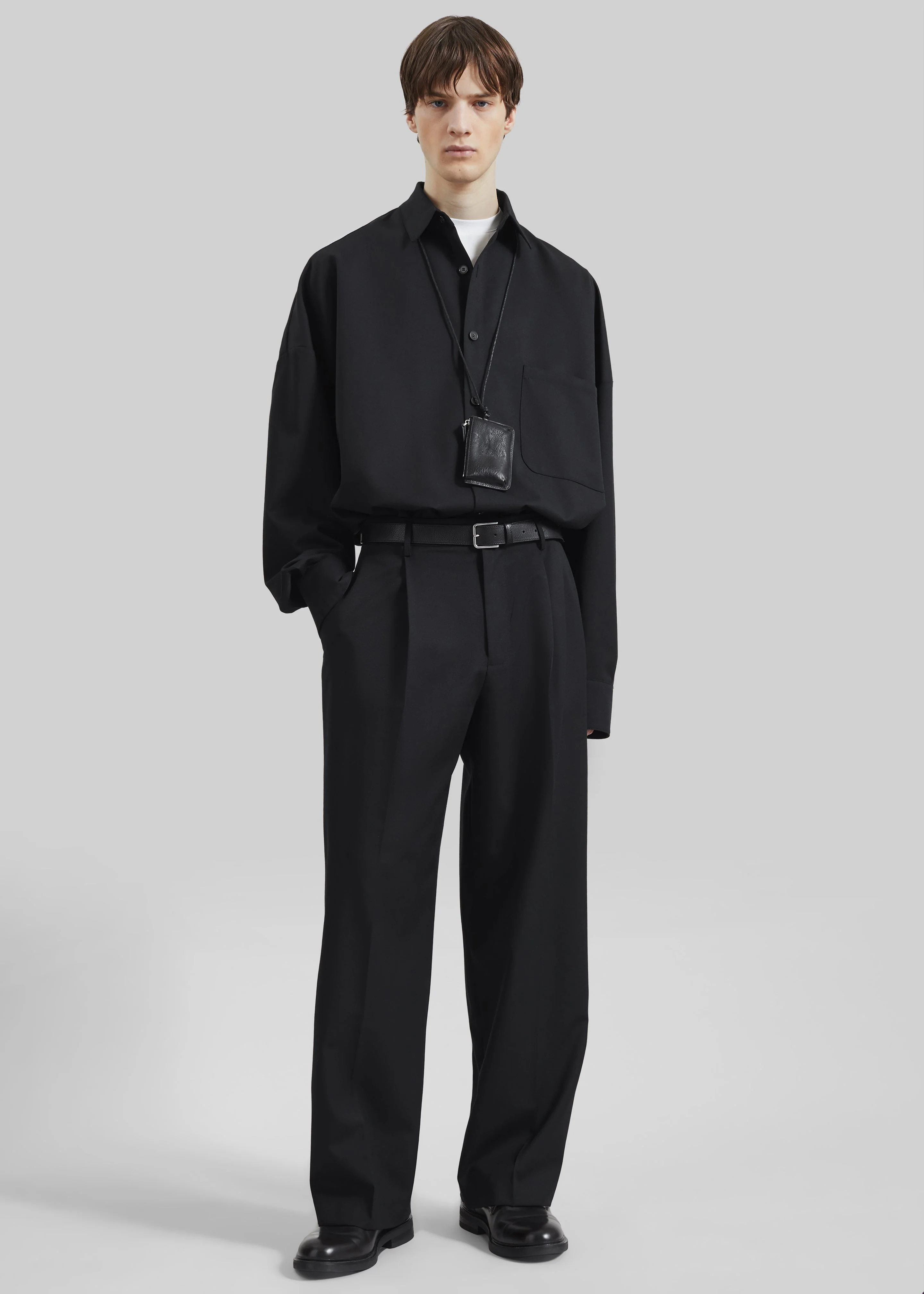 Milton Wool-Blend Shirt - Black