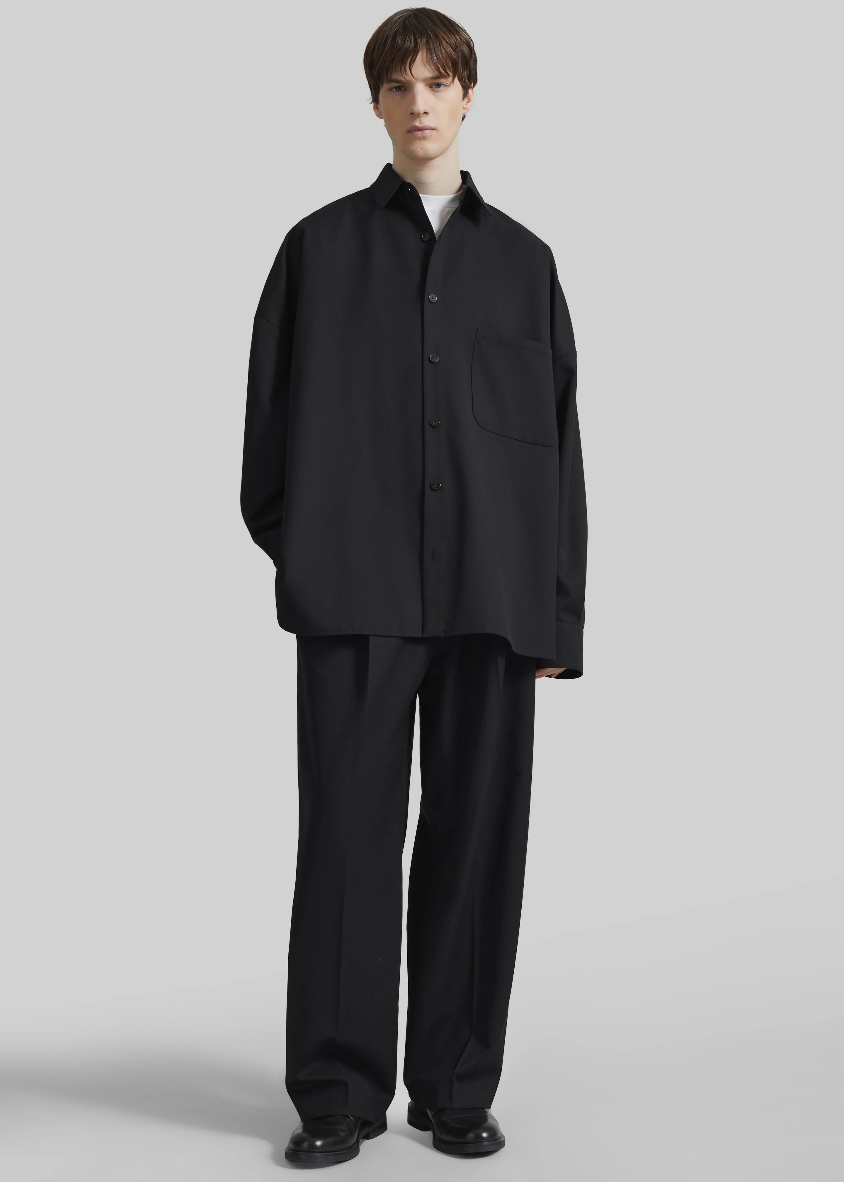 Milton Wool-Blend Shirt - Black - Image 5