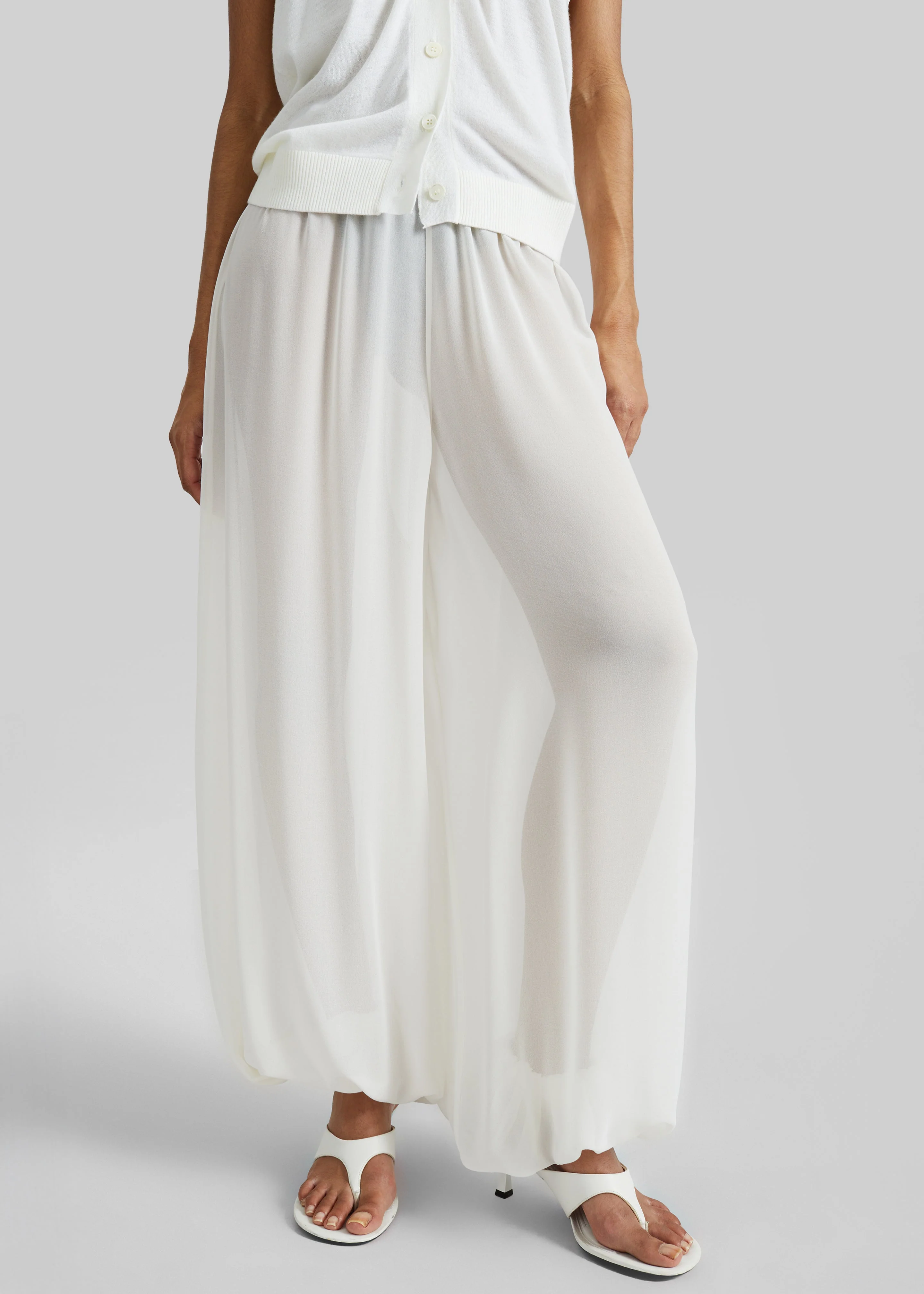 Mio Sheer Balloon Pants - White - Image 2