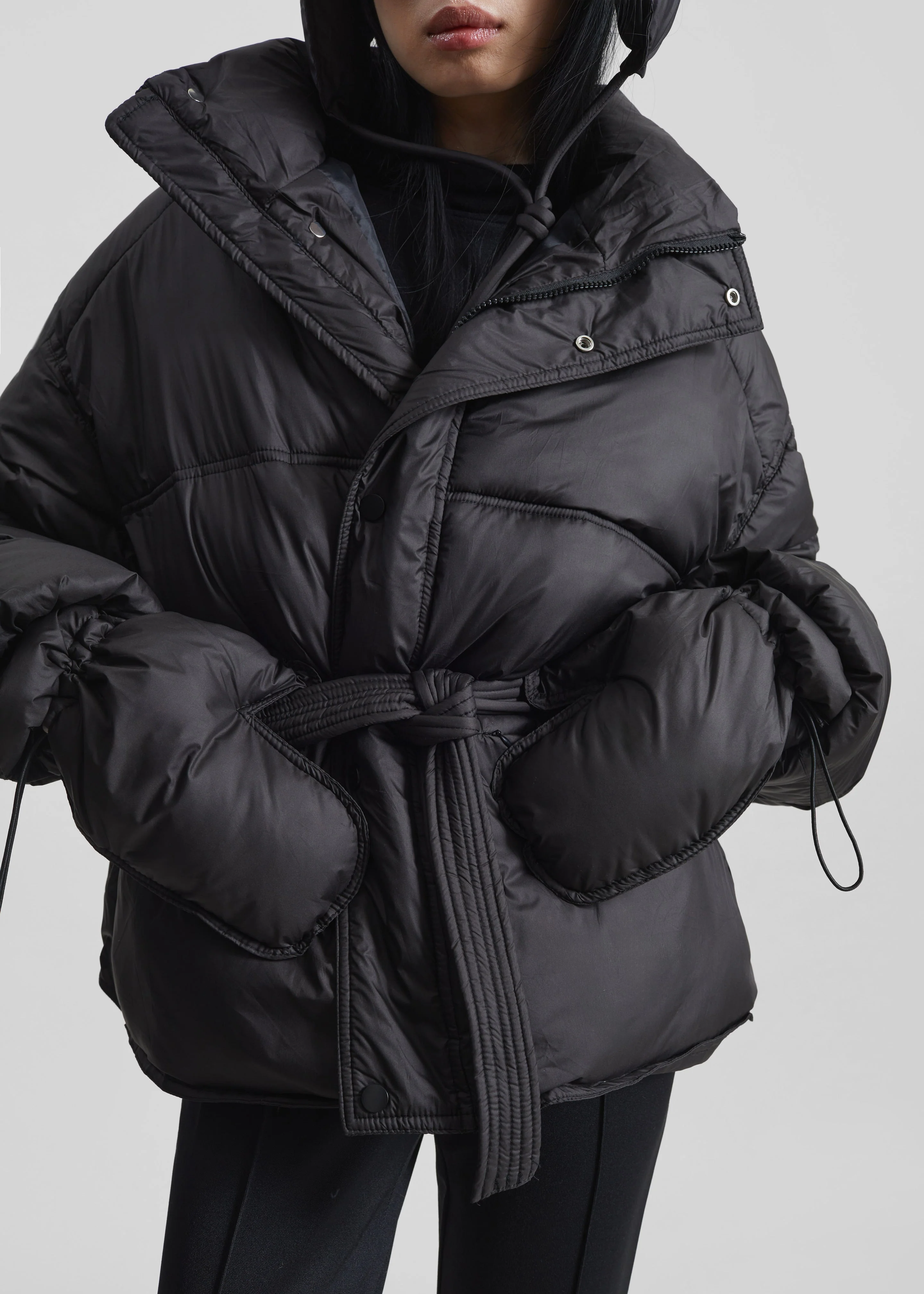Moena Puffer Jacket & Accessories Set - Black - Image 3