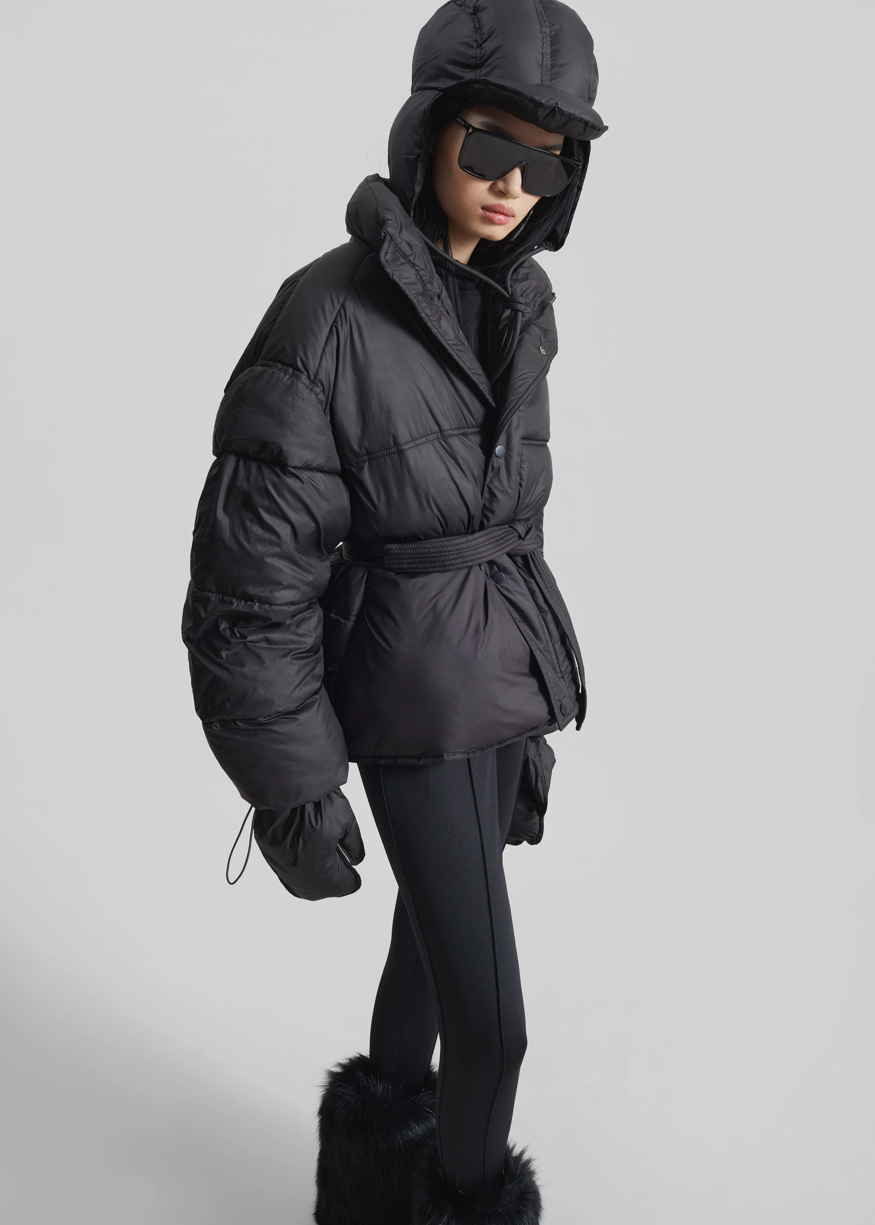 Moena Puffer Jacket & Accessories Set - Black - Image 7