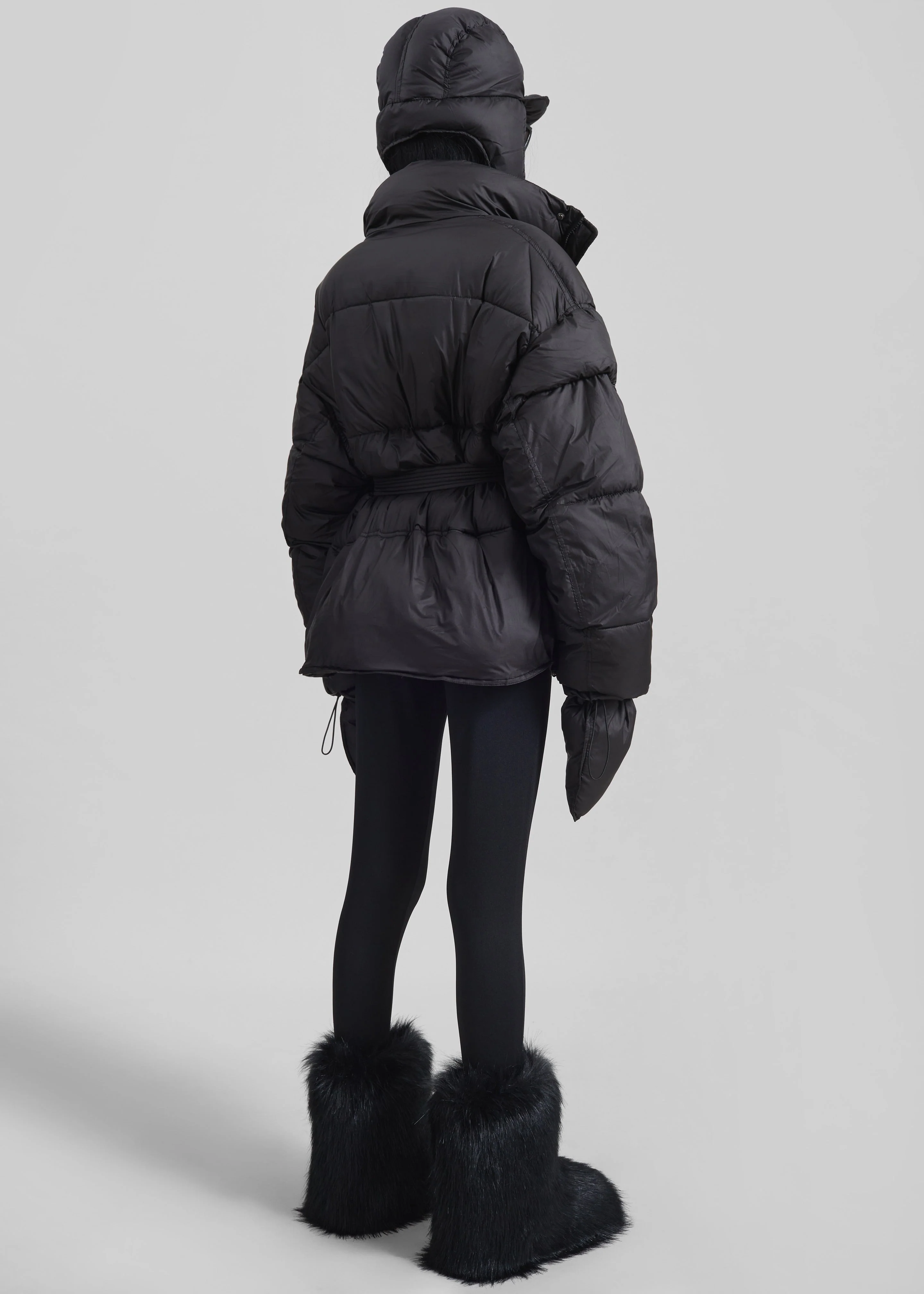 Moena Puffer Jacket & Accessories Set - Black - Image 9