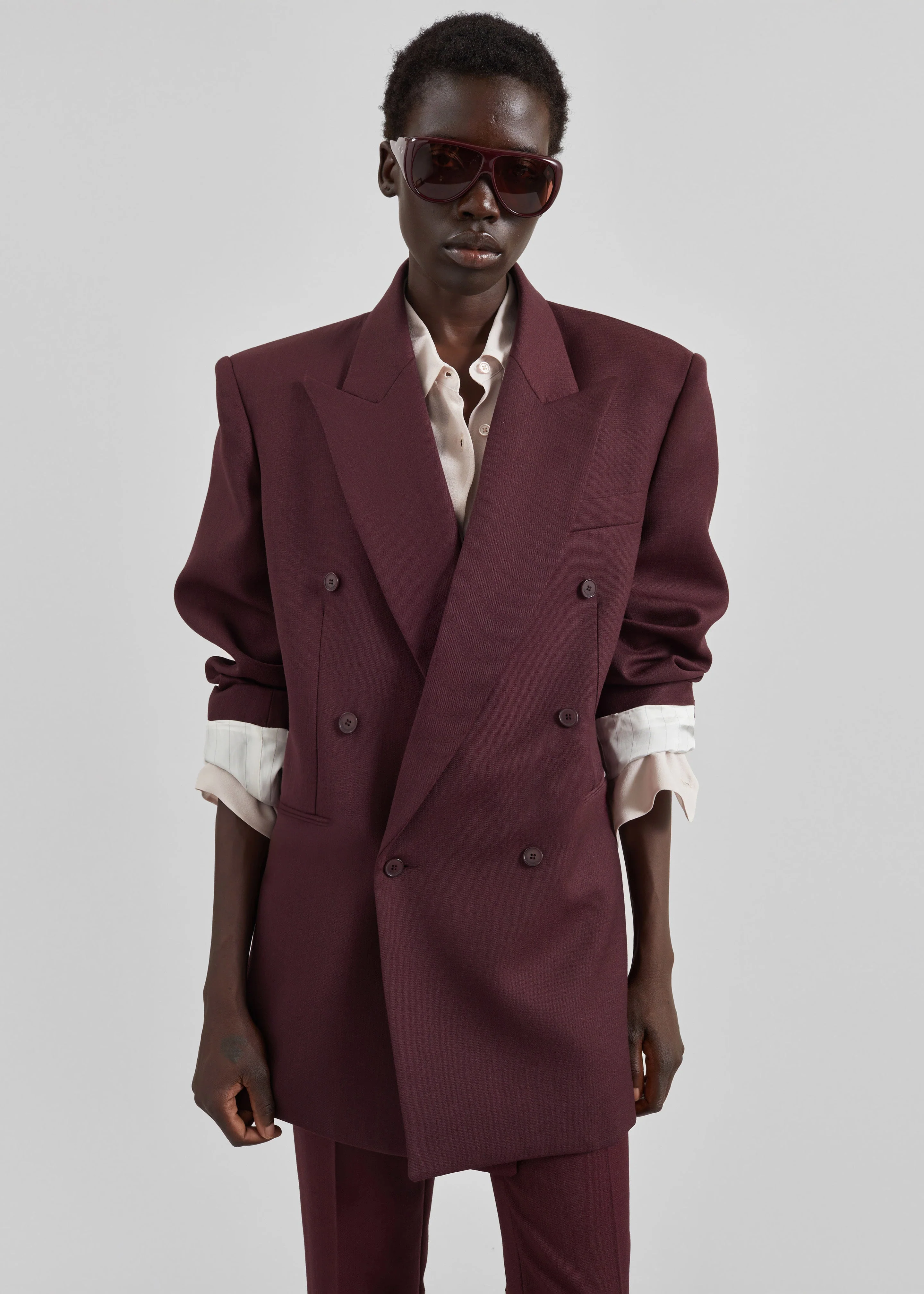 Monterey Structured Wool Blazer - Burgundy