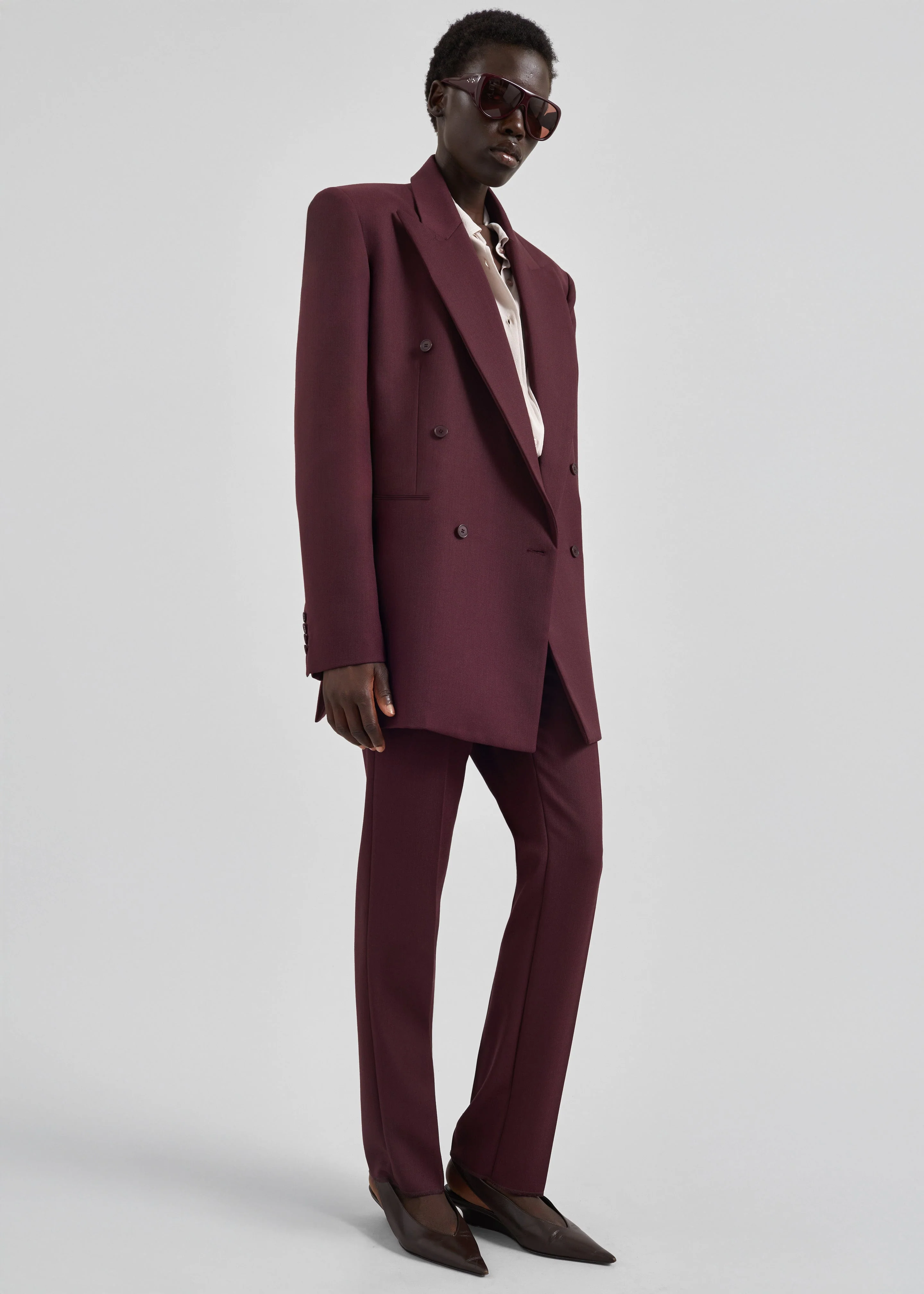 Monterey Structured Wool Blazer - Burgundy - Image 2
