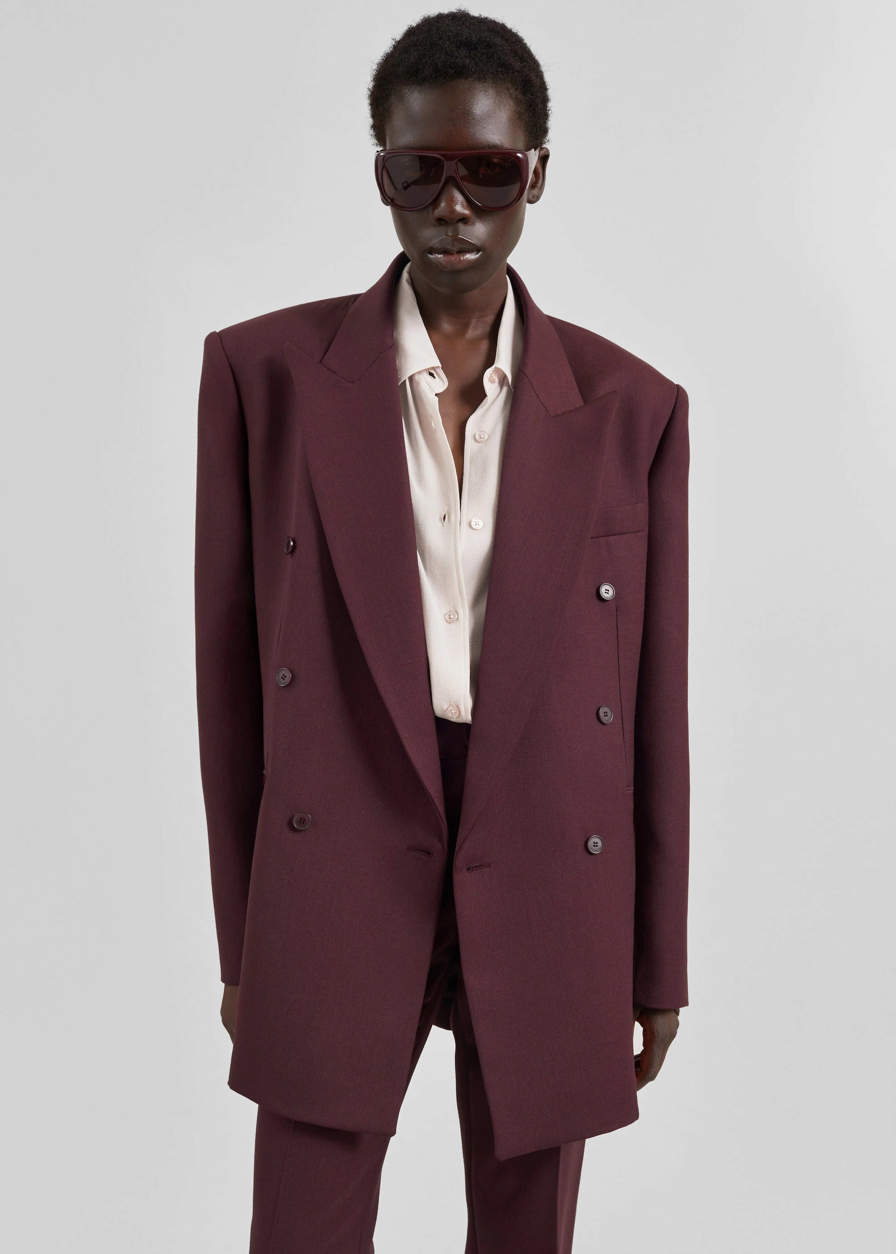 Monterey Structured Wool Blazer - Burgundy - Image 6