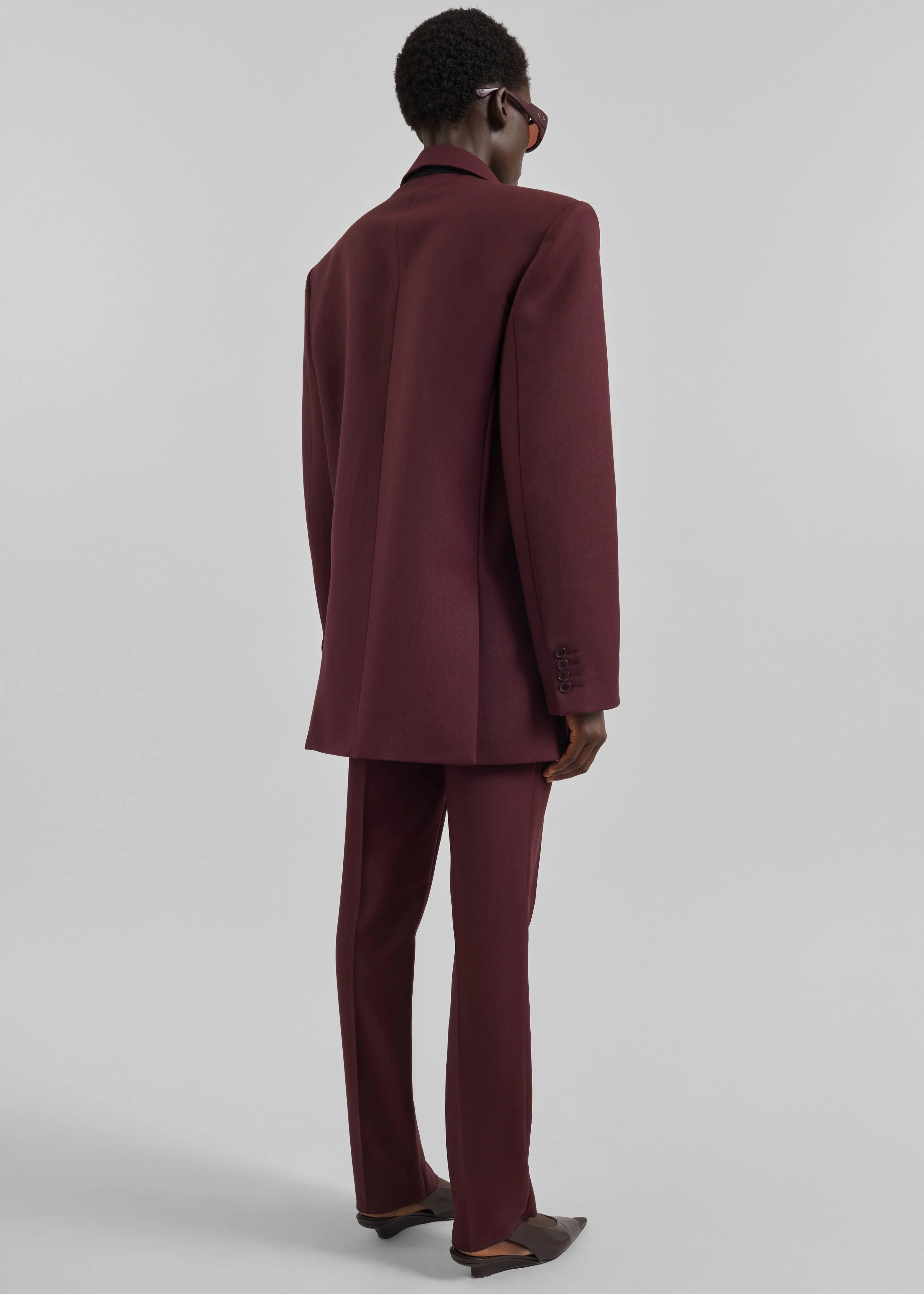Monterey Structured Wool Blazer - Burgundy - Image 9