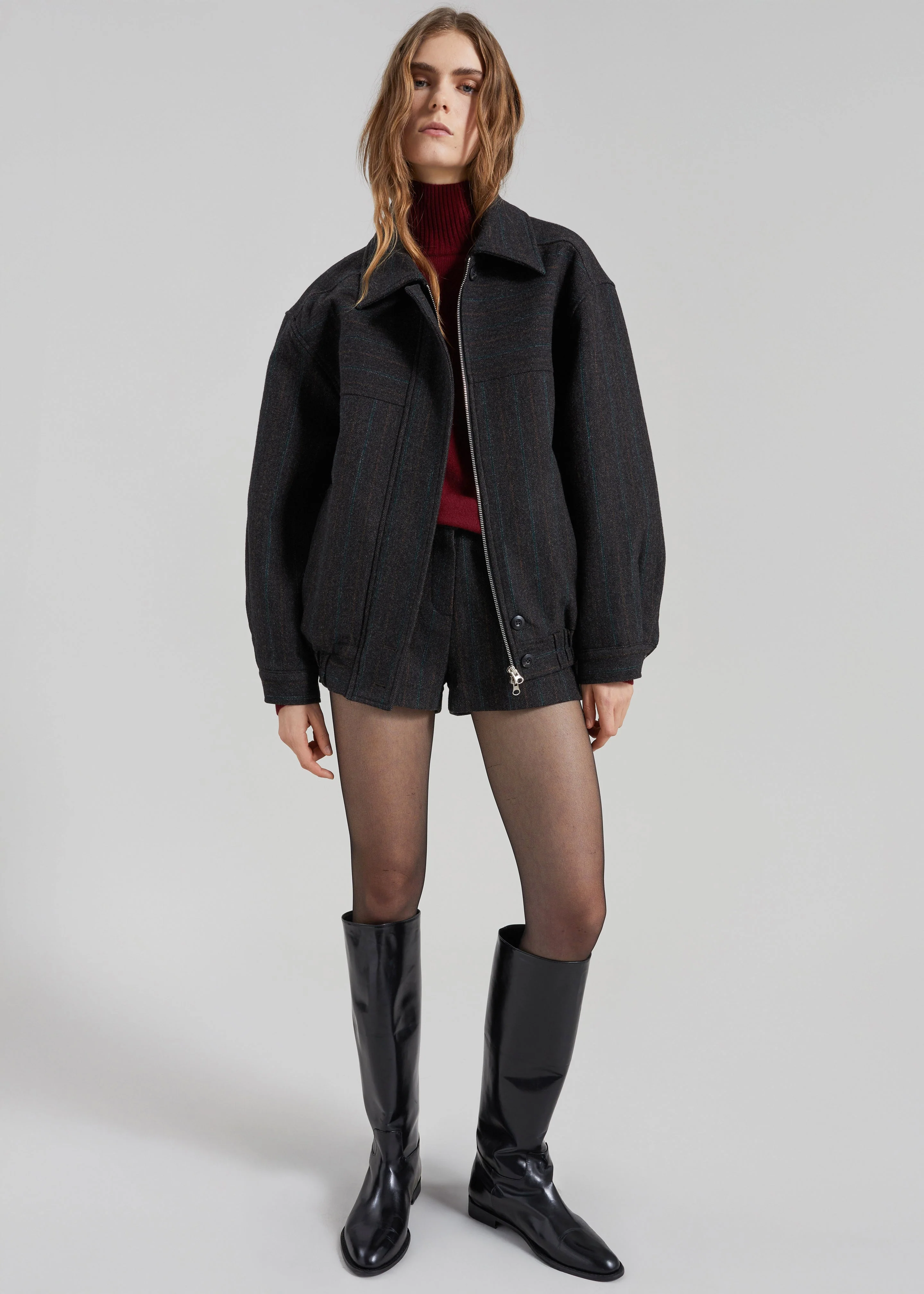 Natick Blouson Jacket - Charcoal Multi Stripe - Image 3