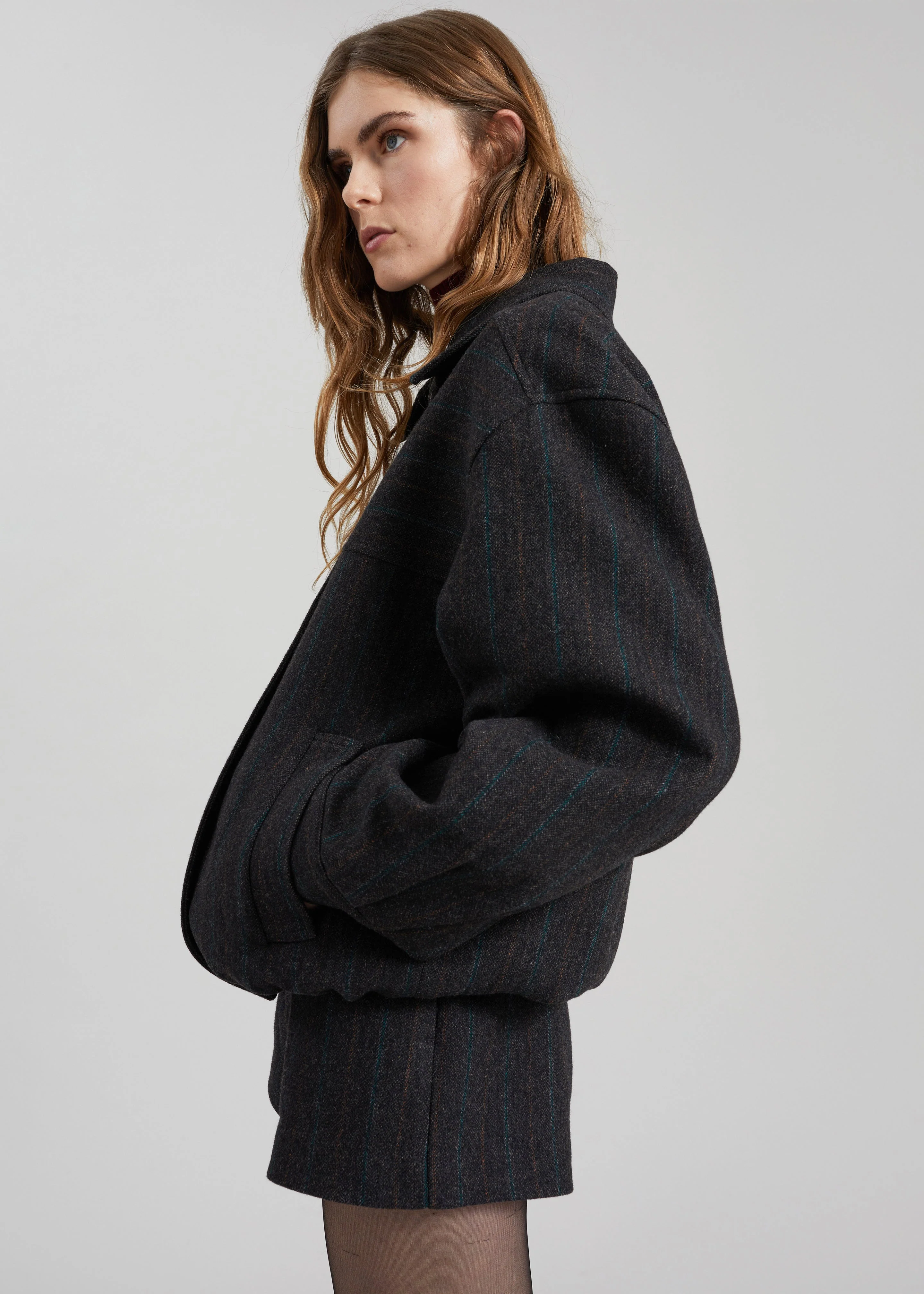 Natick Blouson Jacket - Charcoal Multi Stripe - Image 6