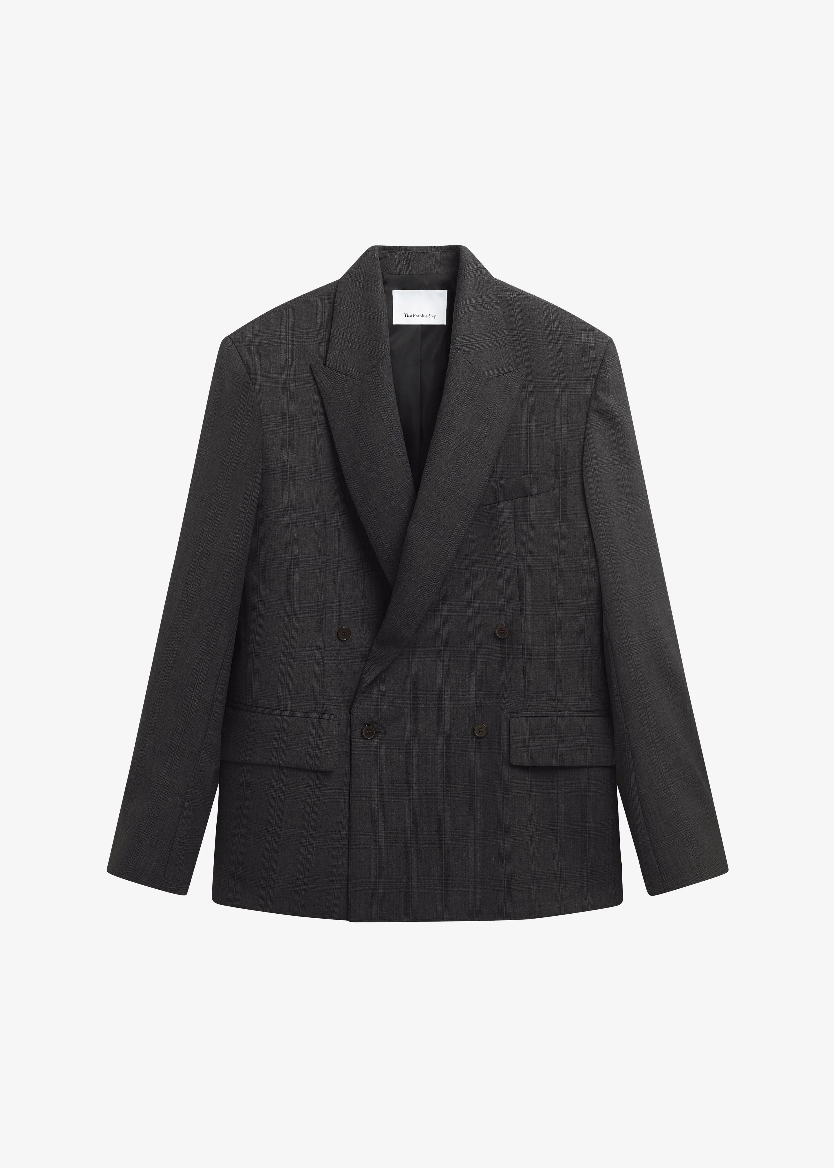 Newark Plaid Double Breasted Blazer - Dark Grey - Image 5