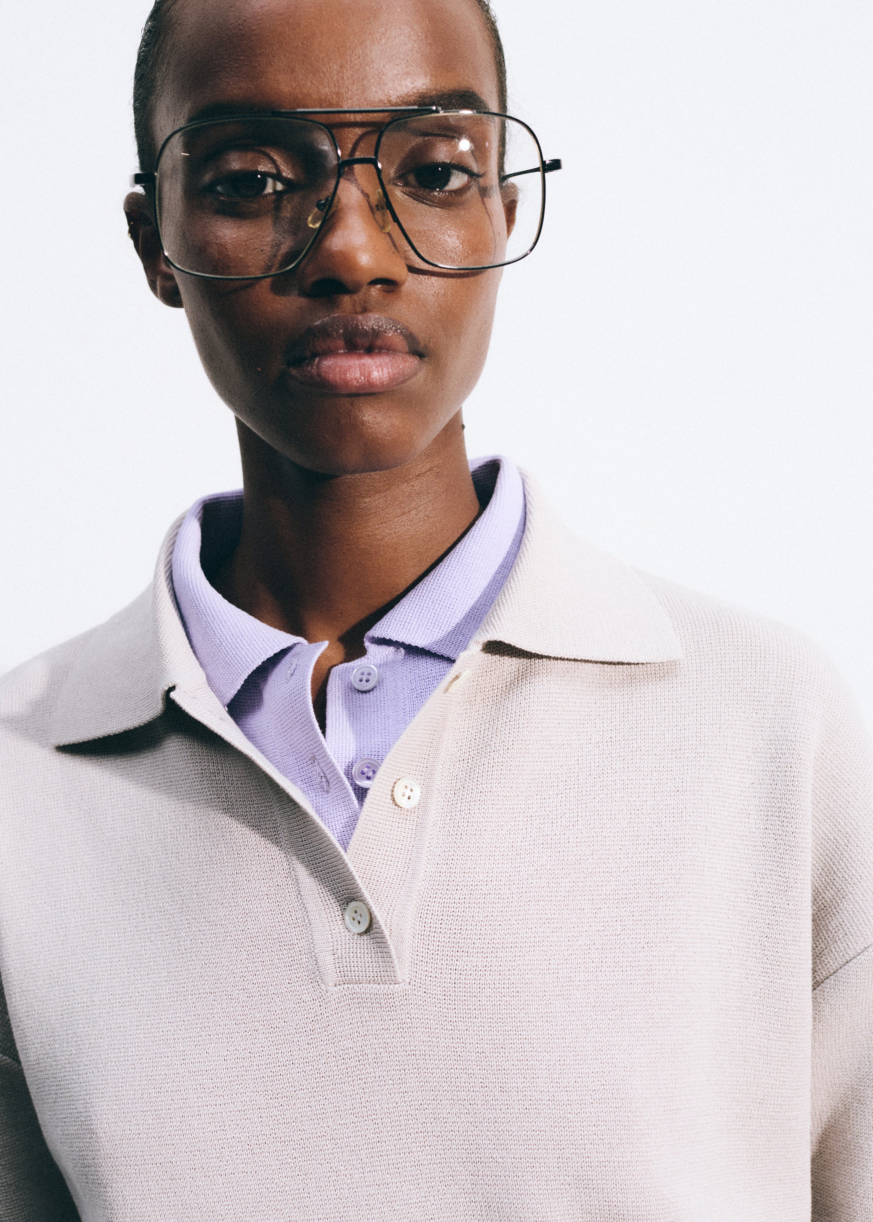 Nola Knit Polo Top - Lavender - Image 4