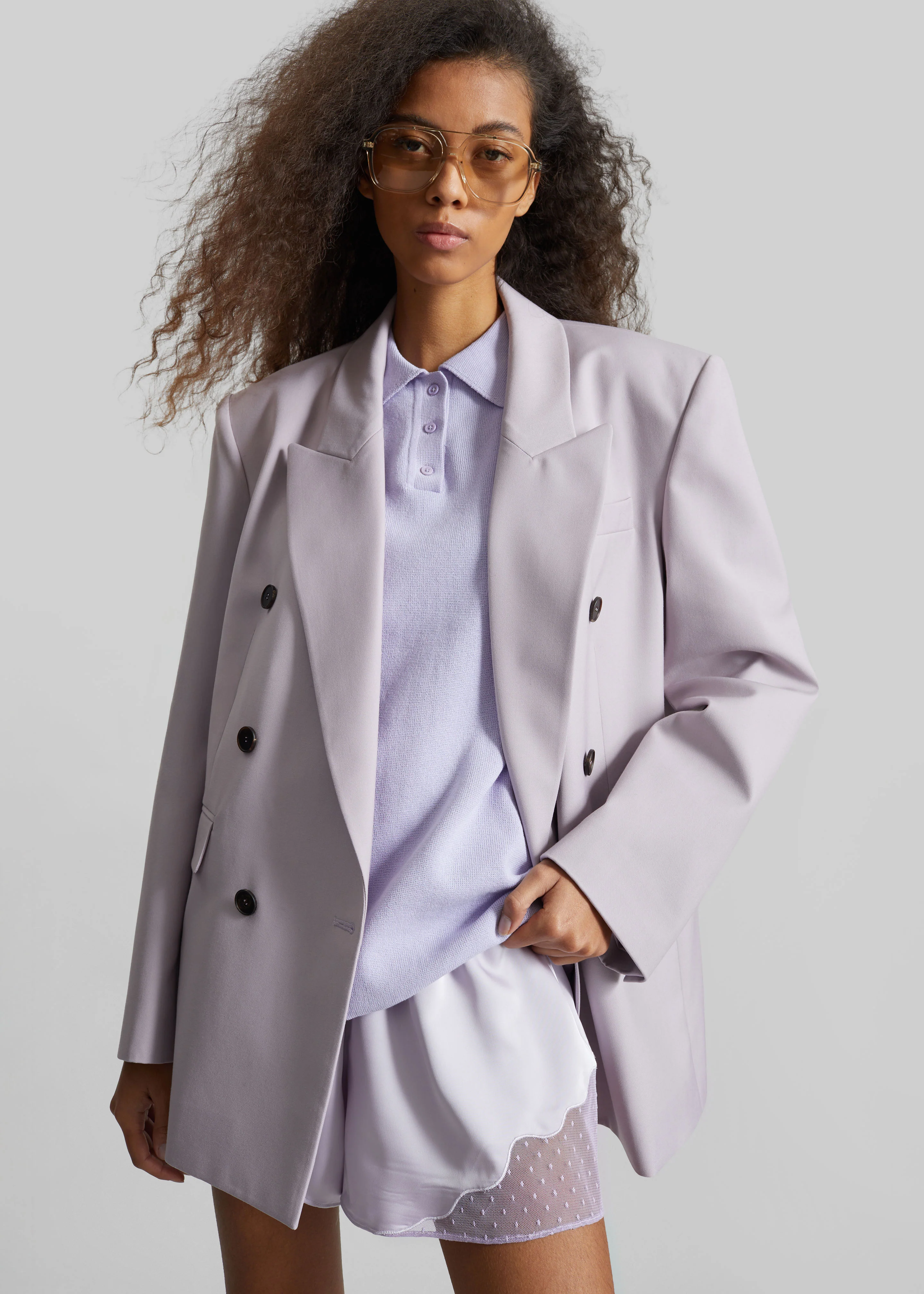 Nola Knit Polo Top - Lavender - Image 9