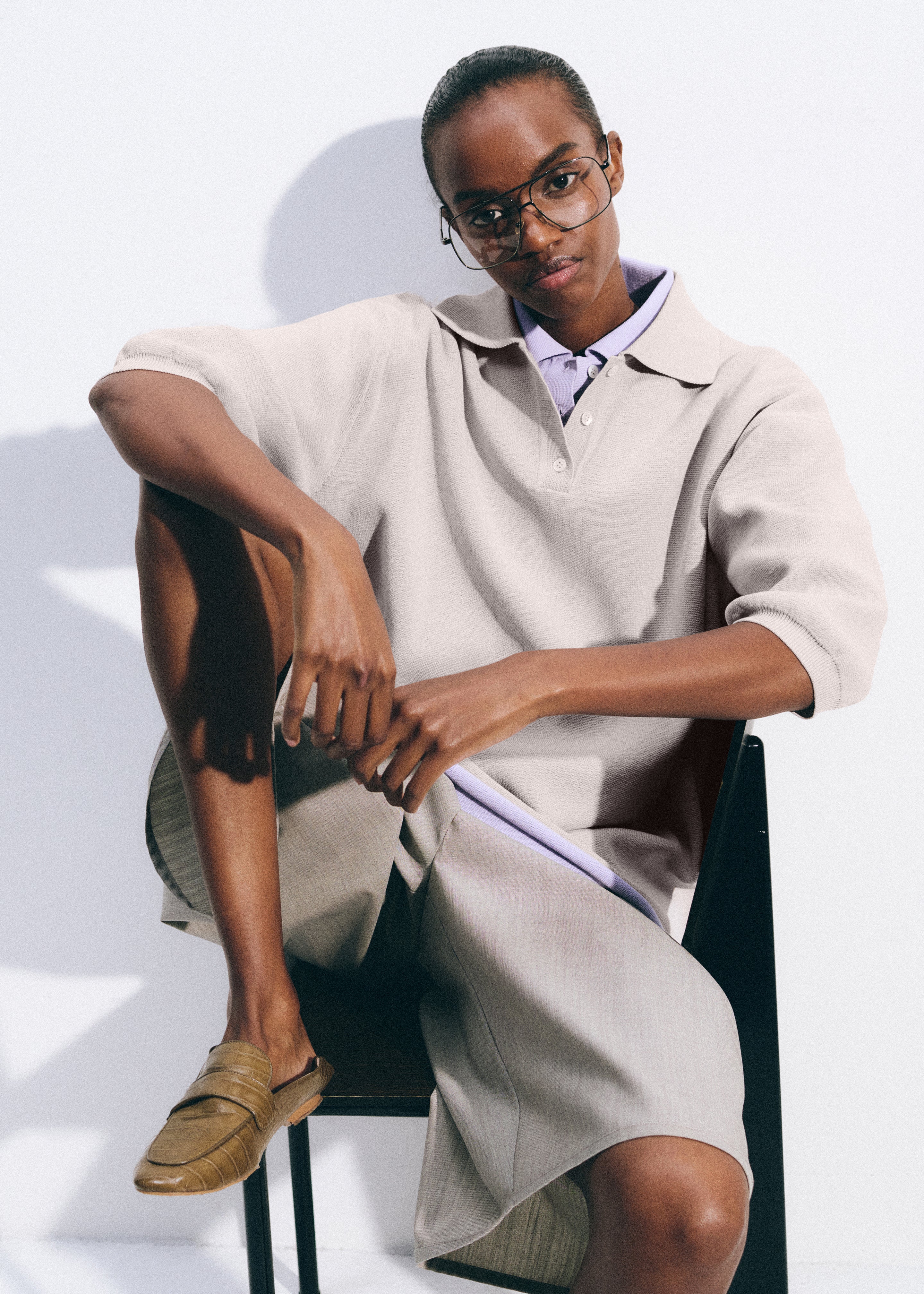 Nola Knit Polo Top - Slate Grey - Image 2
