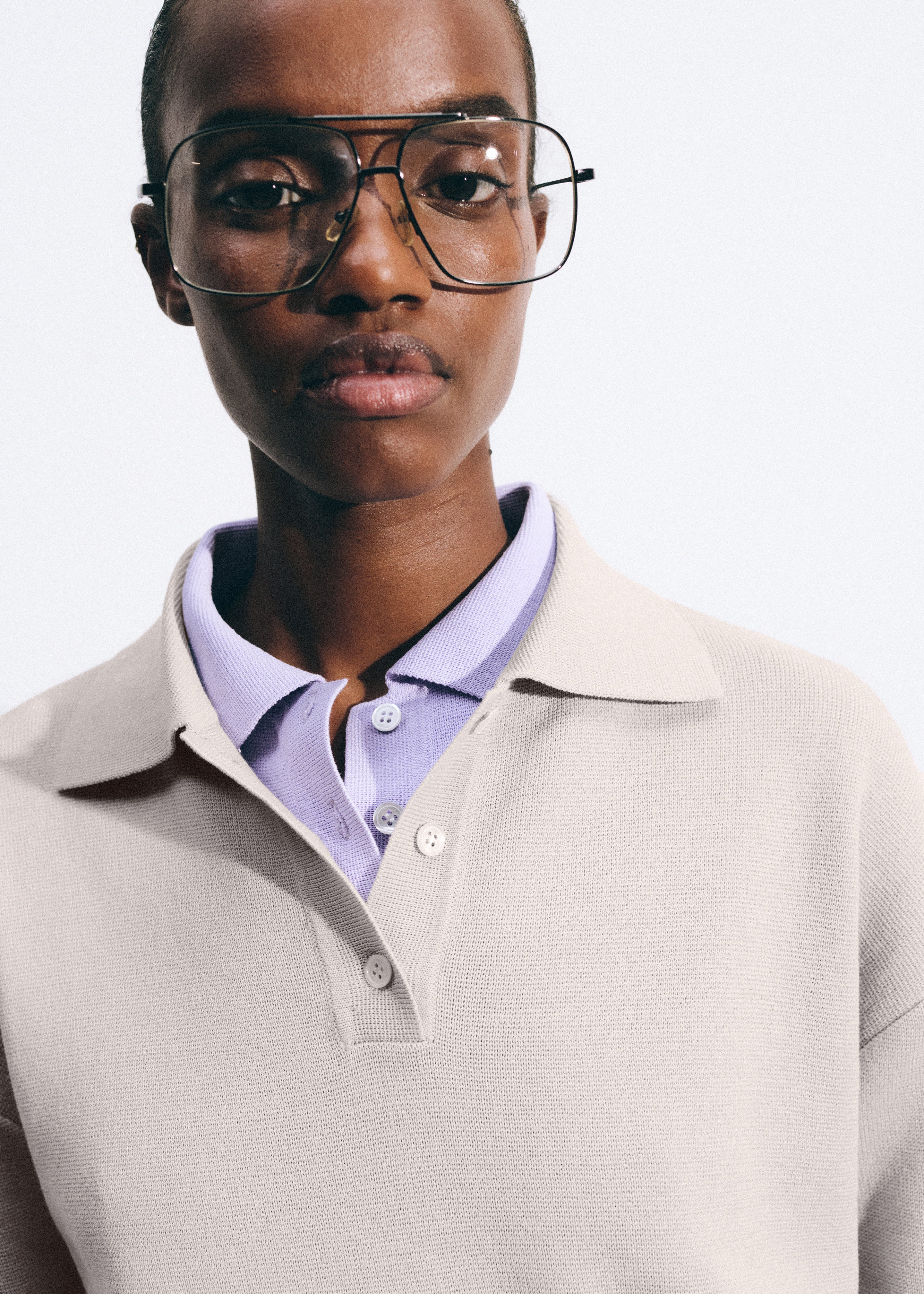 Nola Knit Polo Top - Slate Grey - Image 3