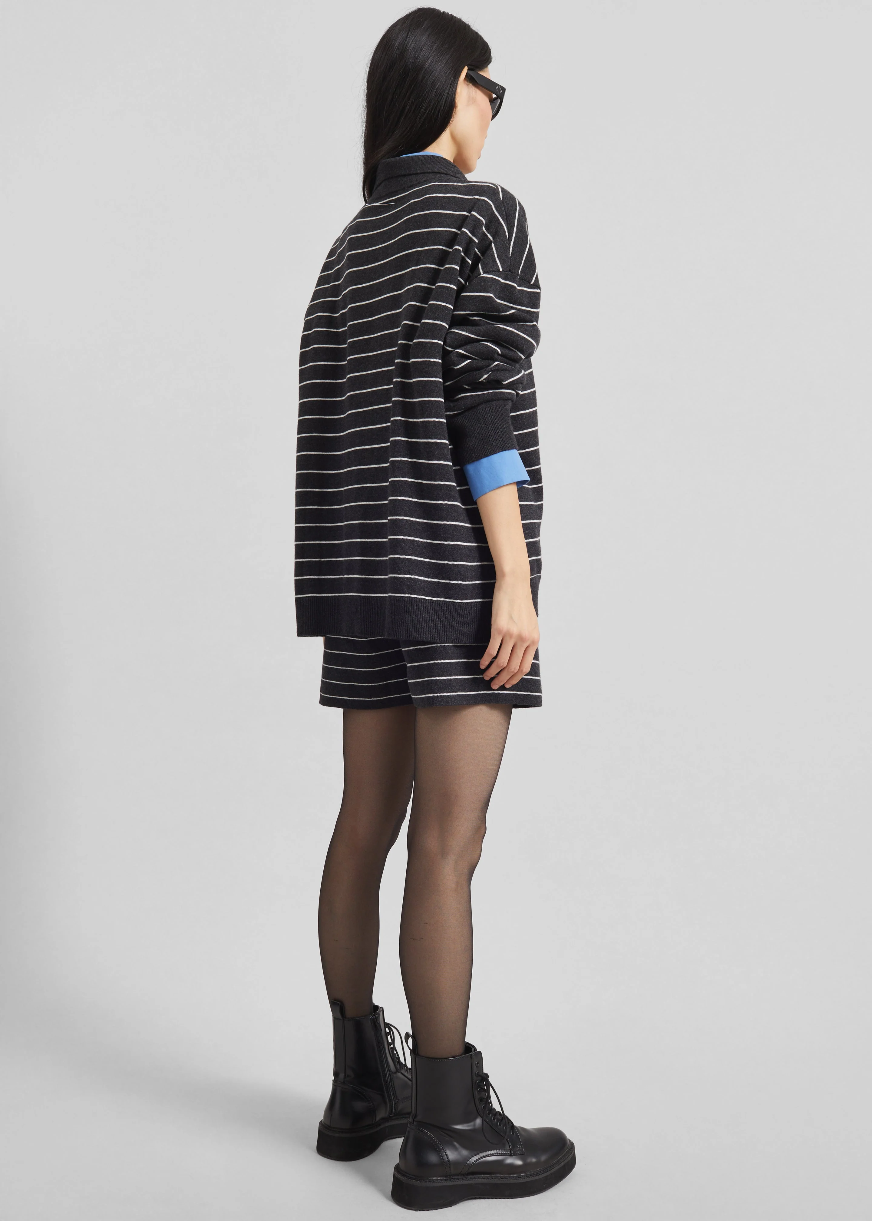 Nolma Knit Shorts - Grey/White Stripe - Image 7
