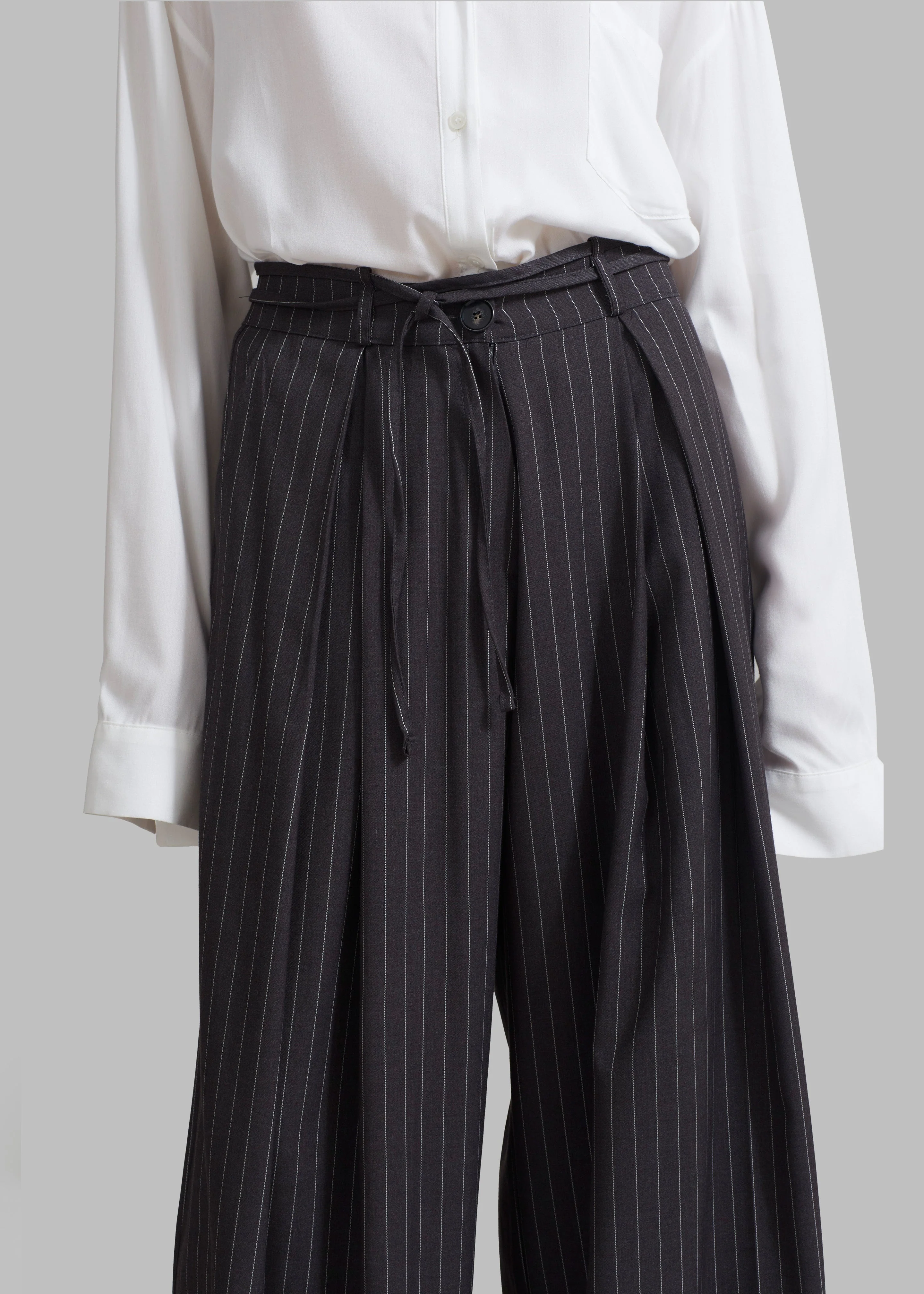 Noor Wide Pants - Grey Pinstripe - Image 6